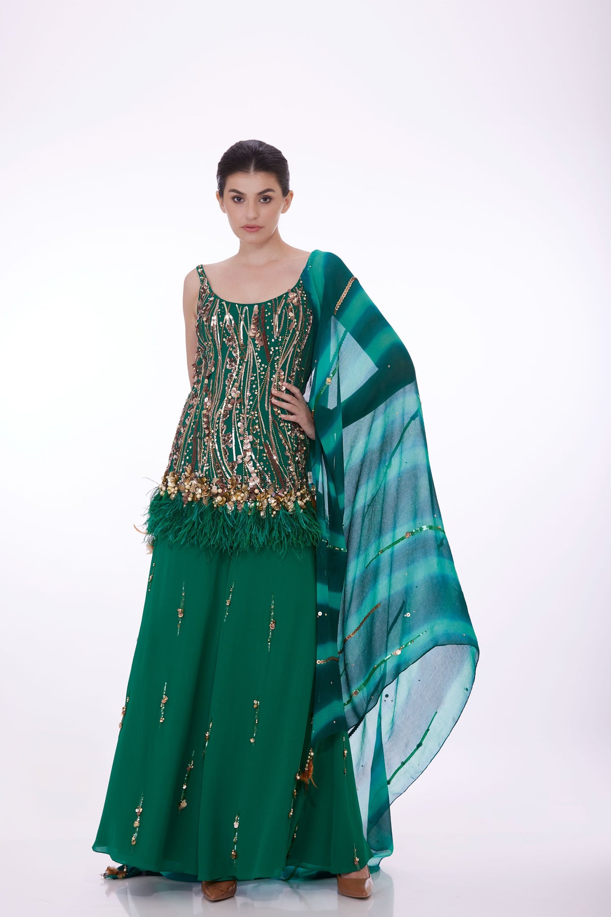 Green Sharara Set