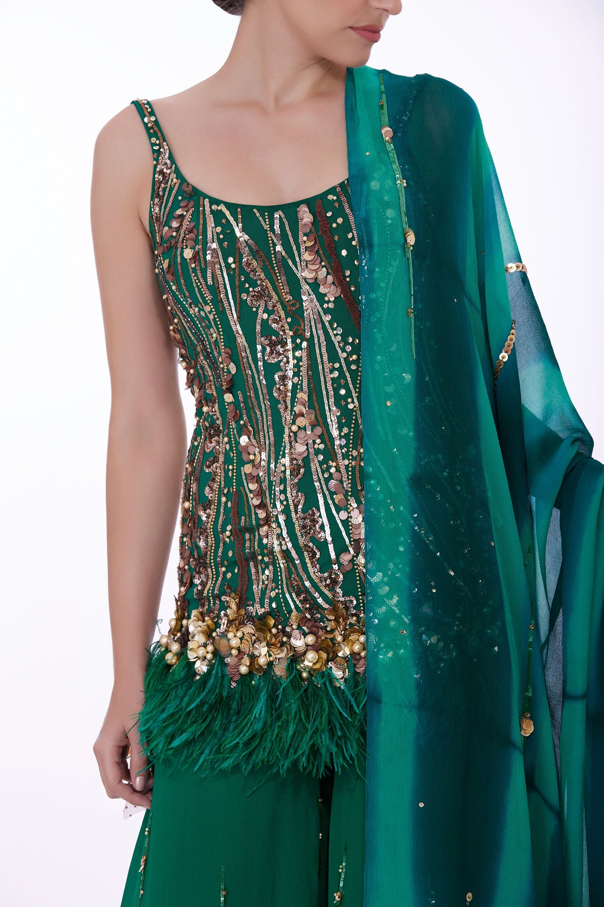 Green Sharara Set