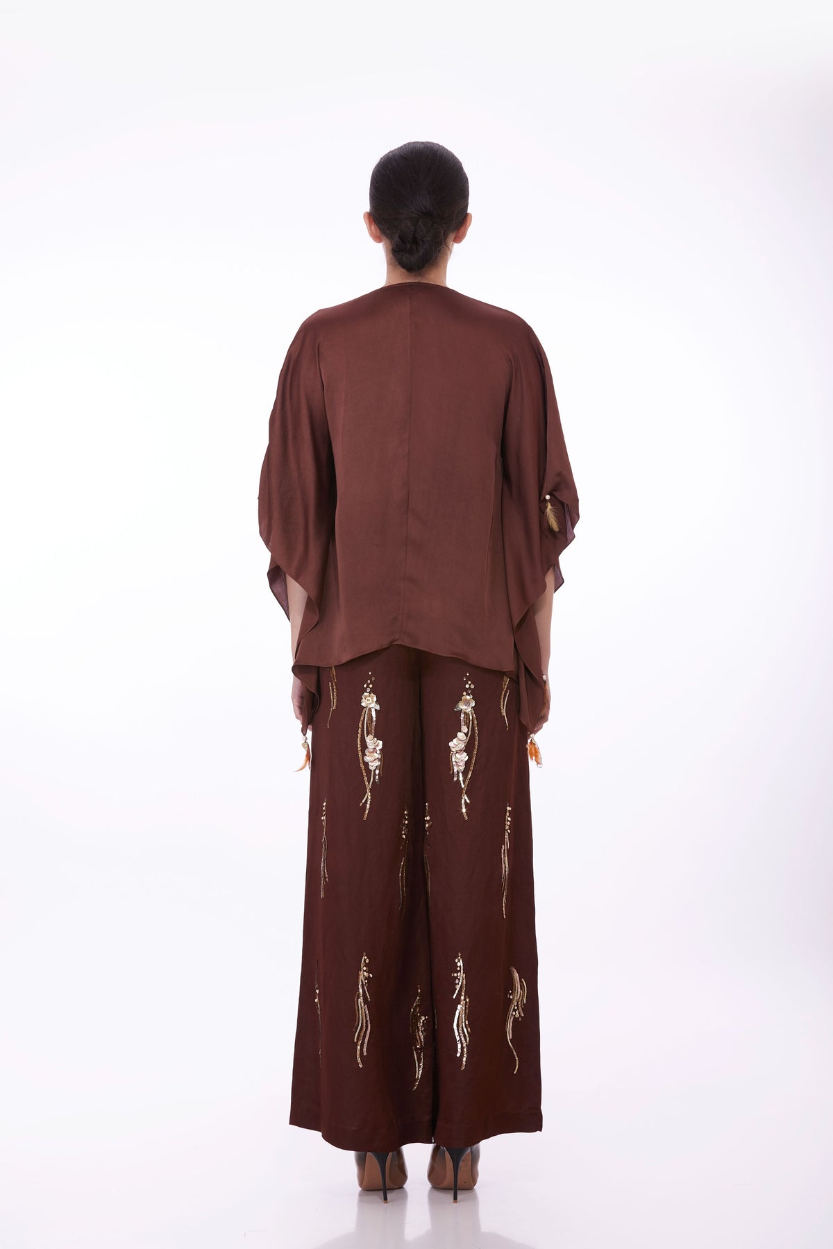 Brown Draped Kaftan