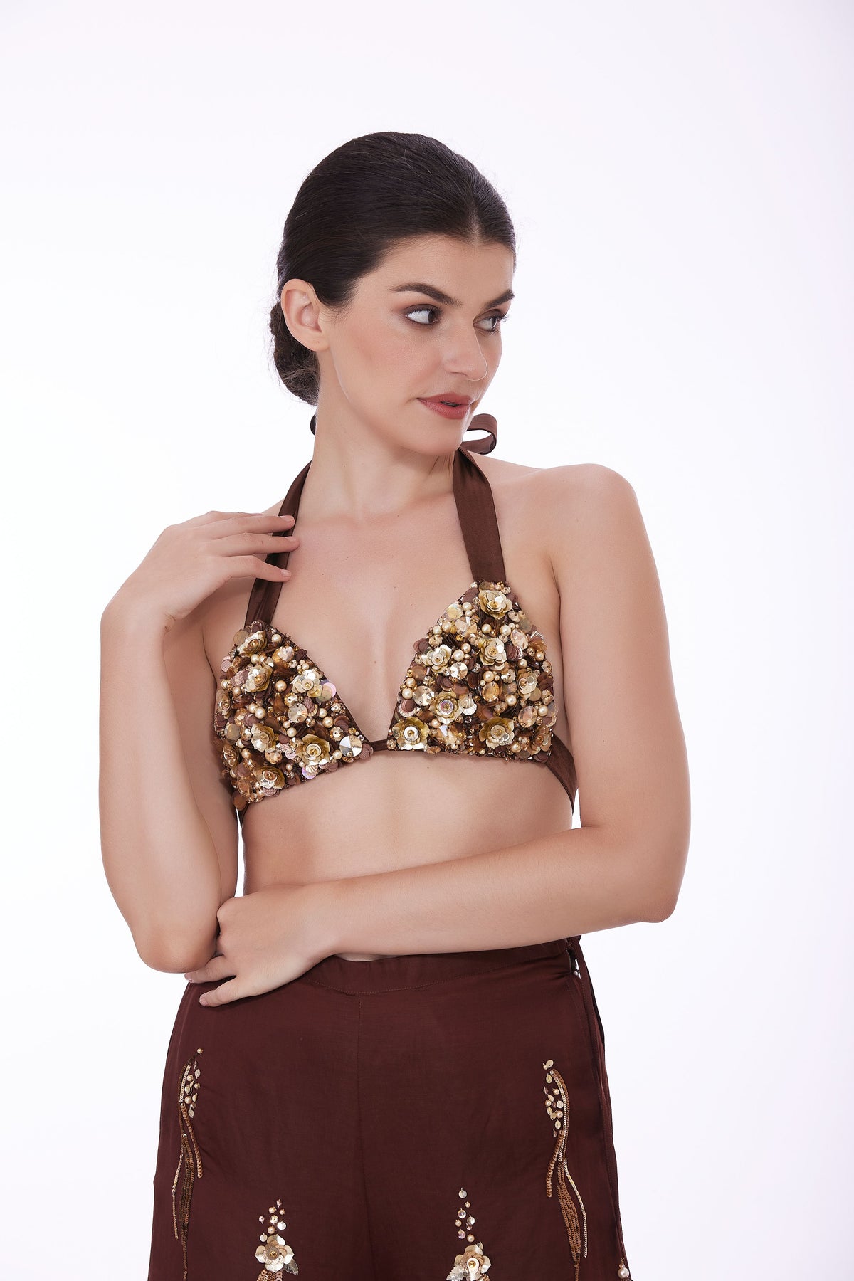 Brown Sequins Bikini