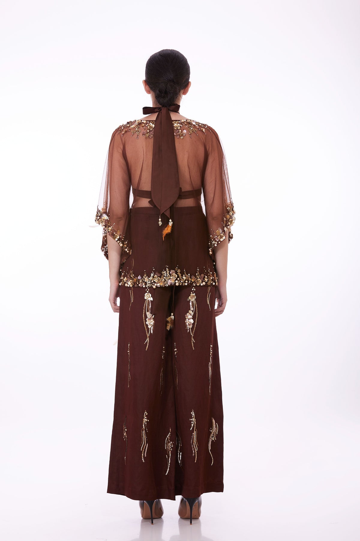 Brown Net Kaftan