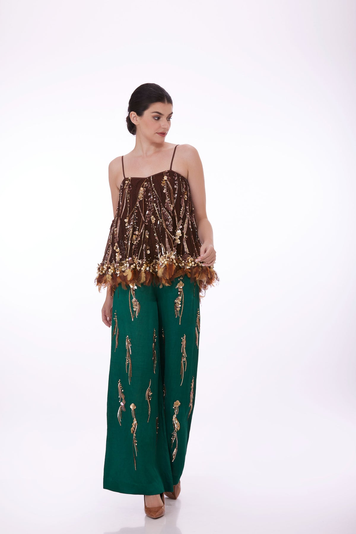 Green Sequins Trouser