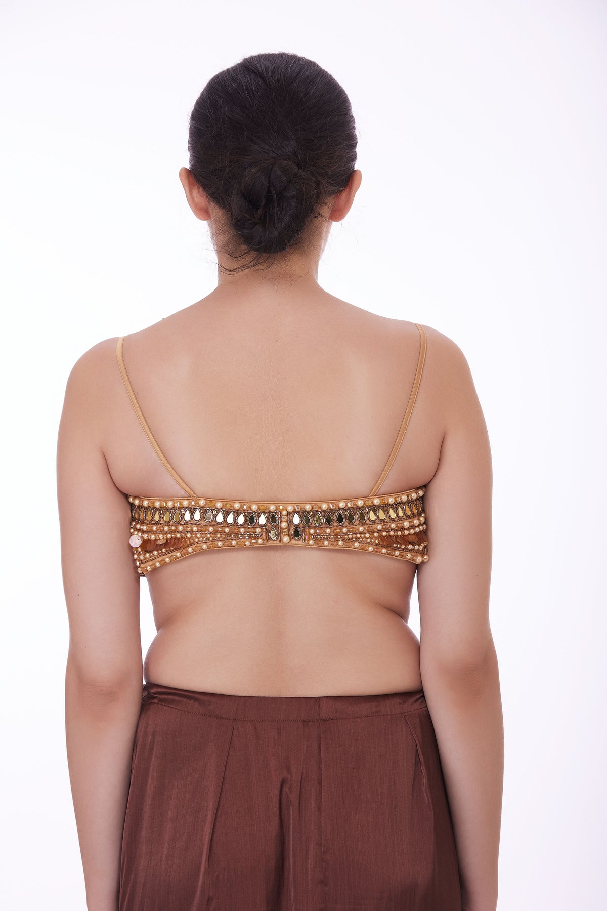 Gold Bustier With Mirror Work