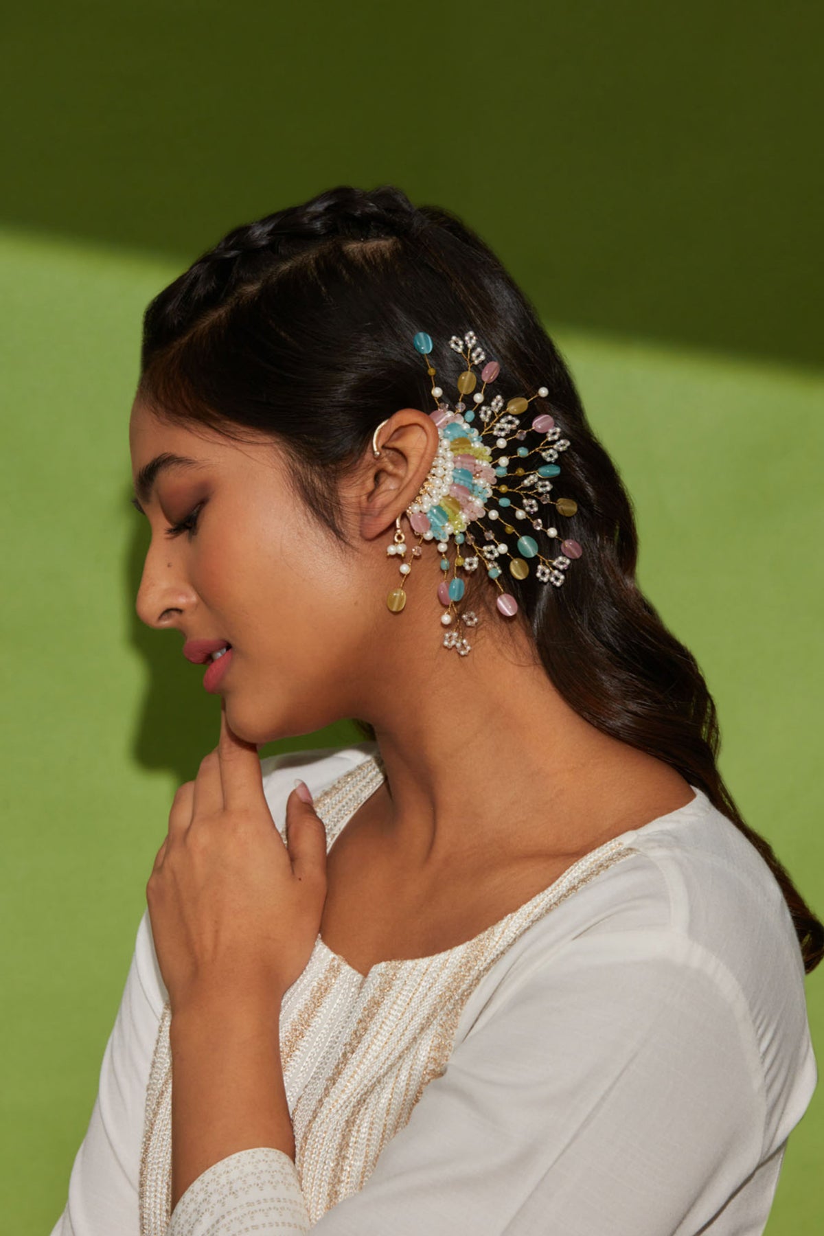 Multicolored Stone Studded Wired Earcuffs