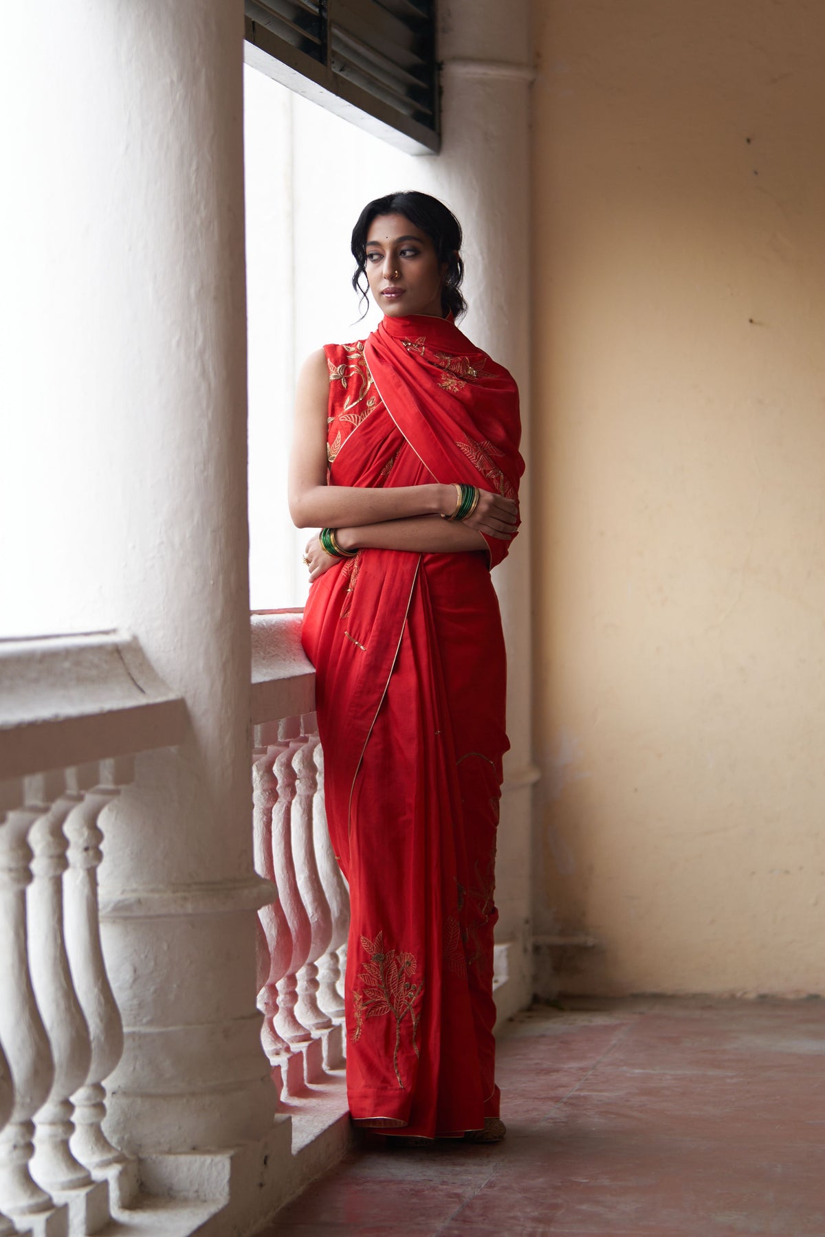 Surkh Laal Zari Sitara Saree Set