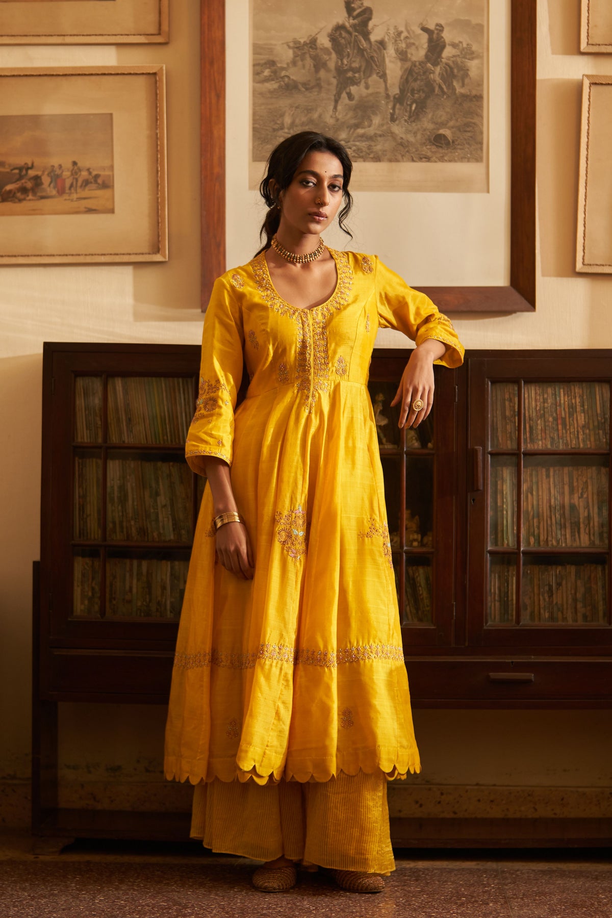 Sunahri Dhoop Kali Kurta Set