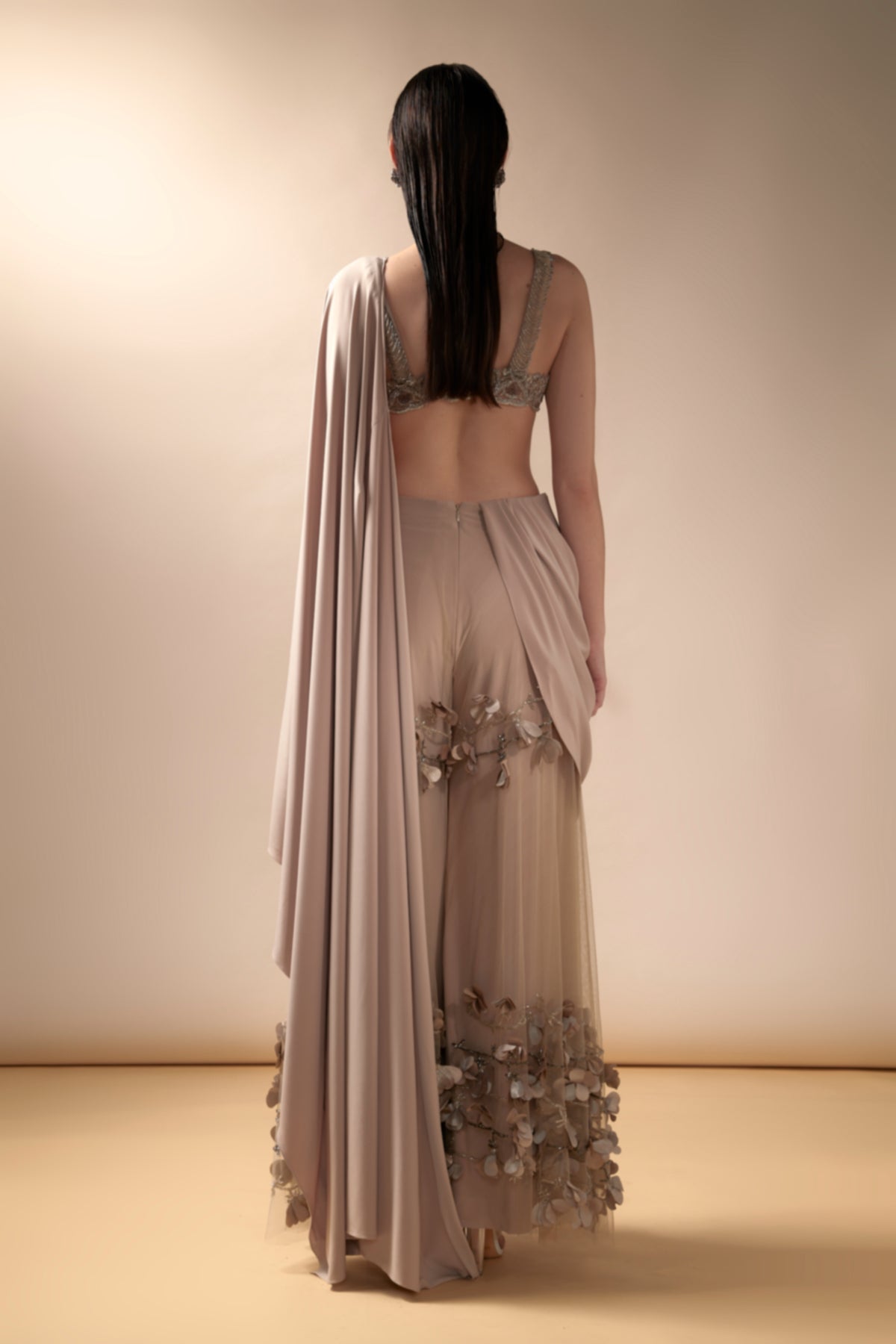 Nude Wide Legged Pant Saree