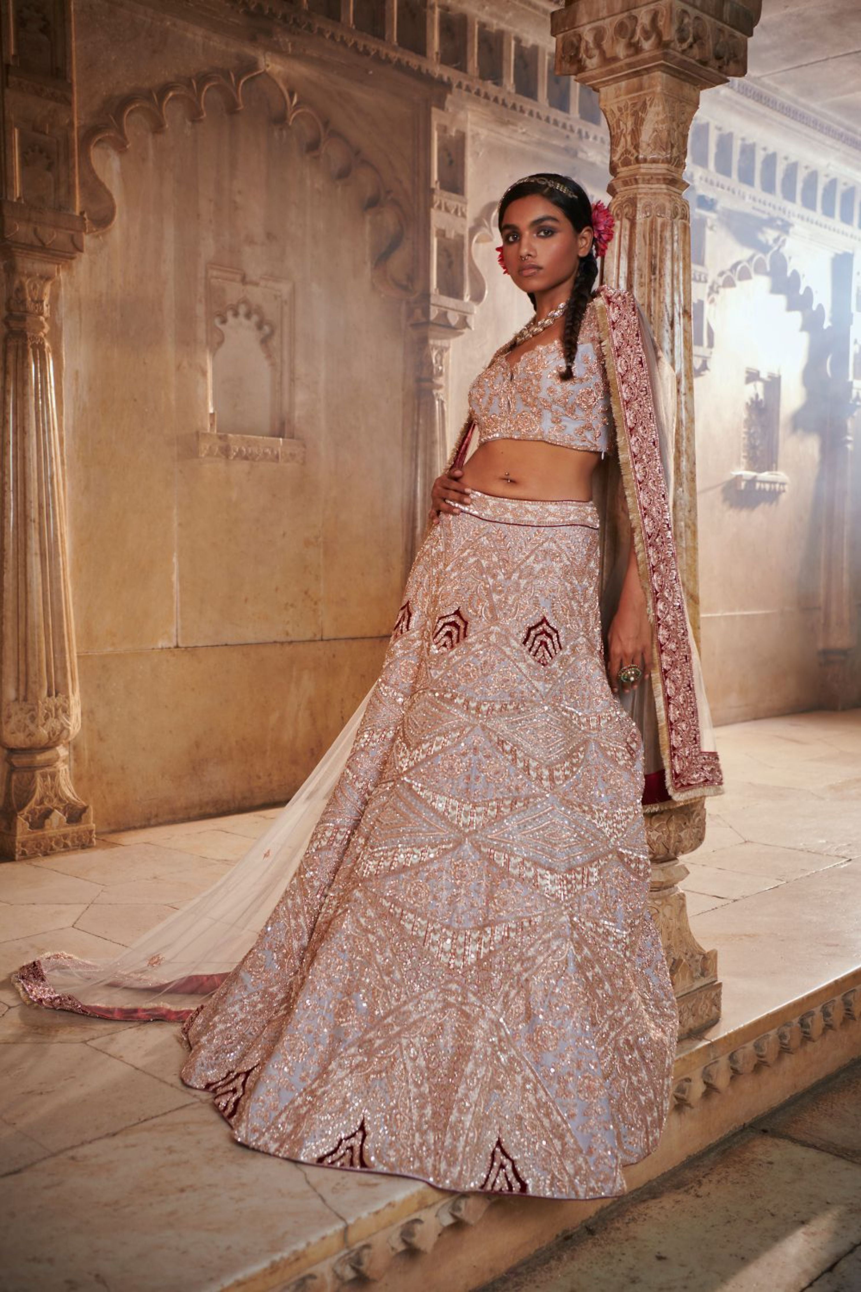 Grey wedding lehenga hotsell