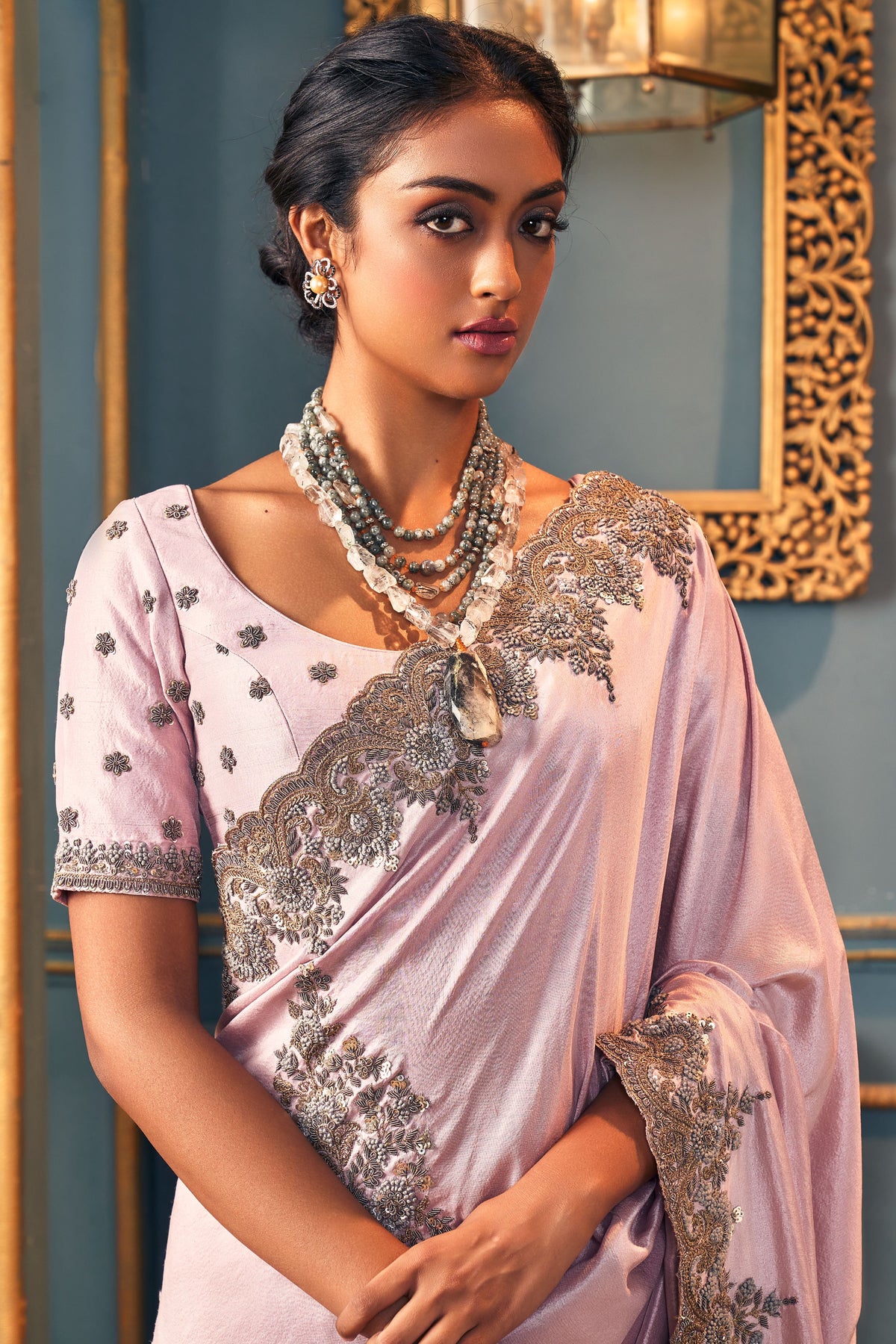 Heritage Lilac Saree Set