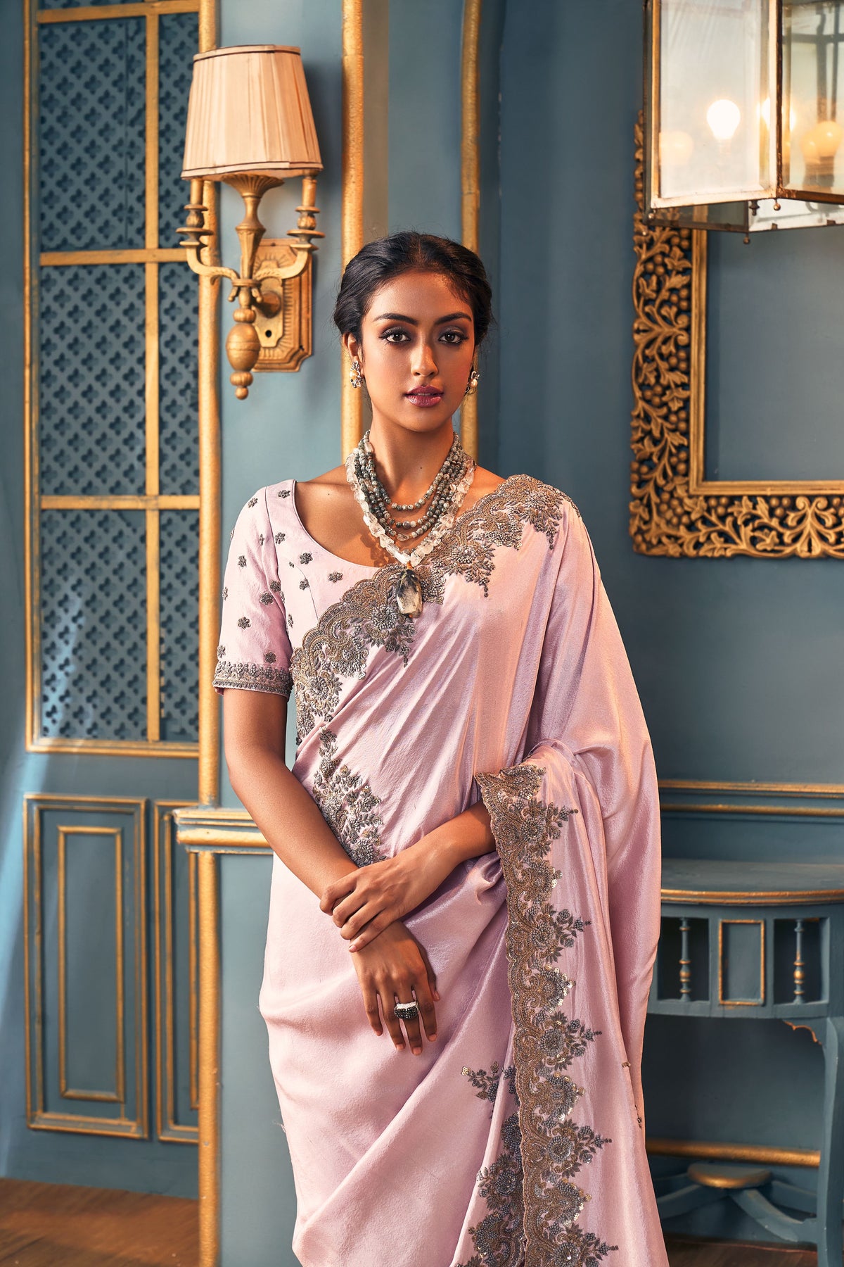 Heritage Lilac Saree Set