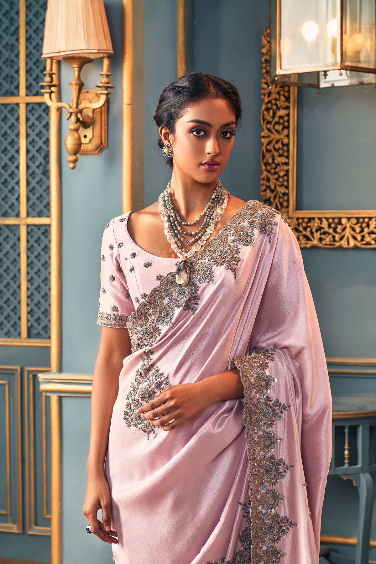 Heritage Lilac Saree Set