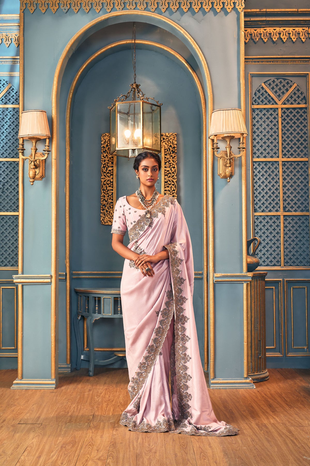 Heritage Lilac Saree Set