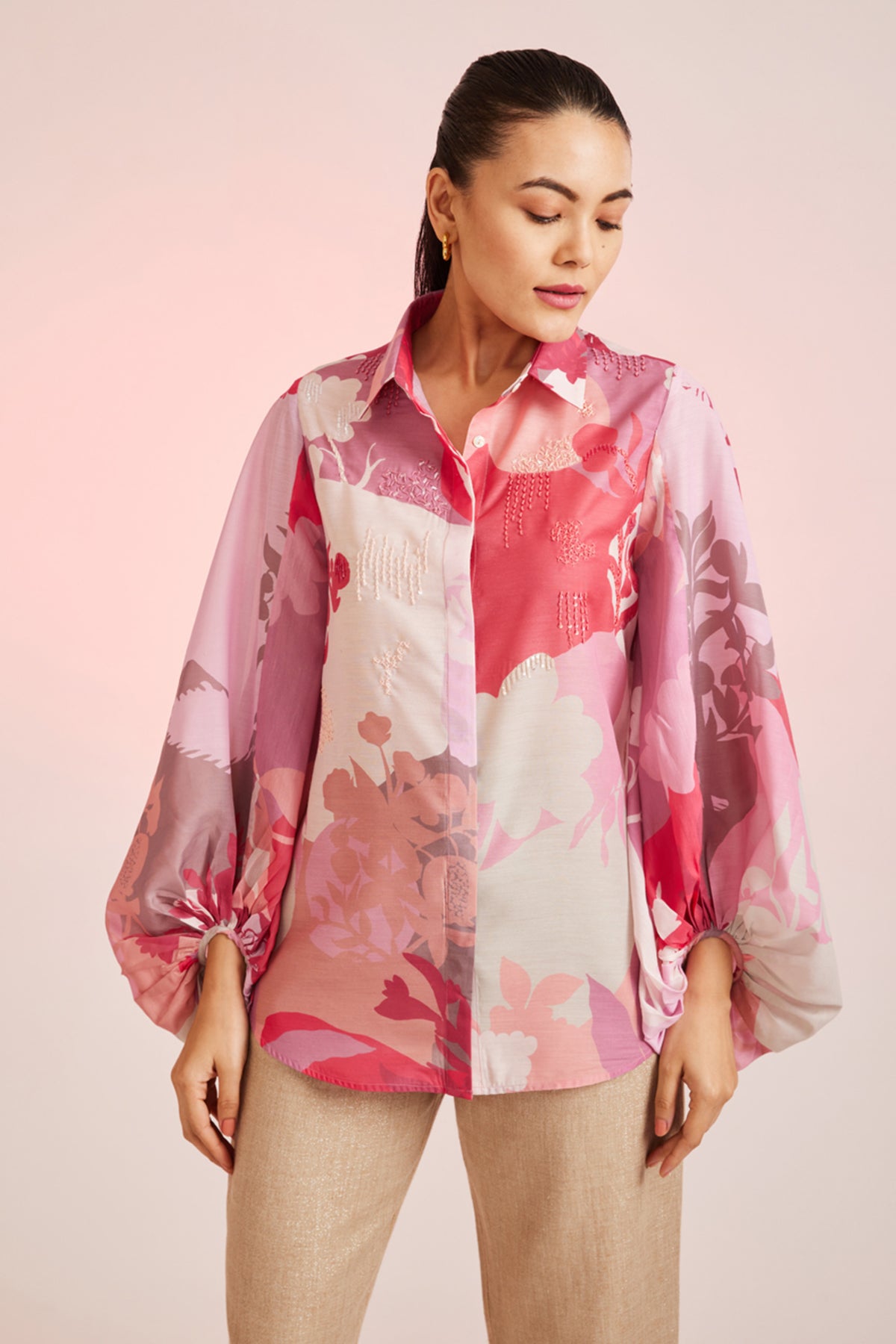 Flora Hand Embellished Relaxed Fit With Statement Sleeves