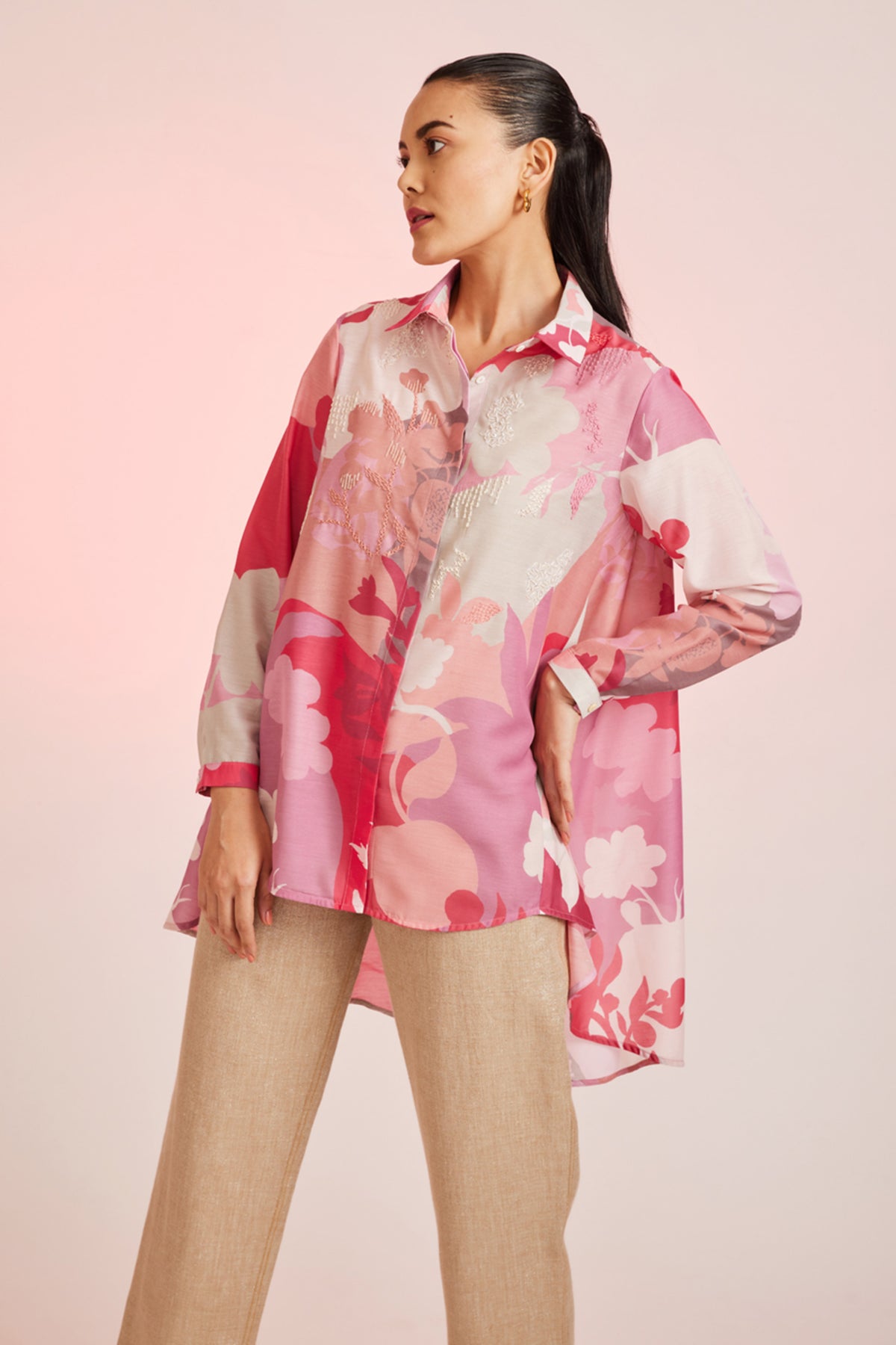 Flora Hand Embellished Easy Fit Shirt