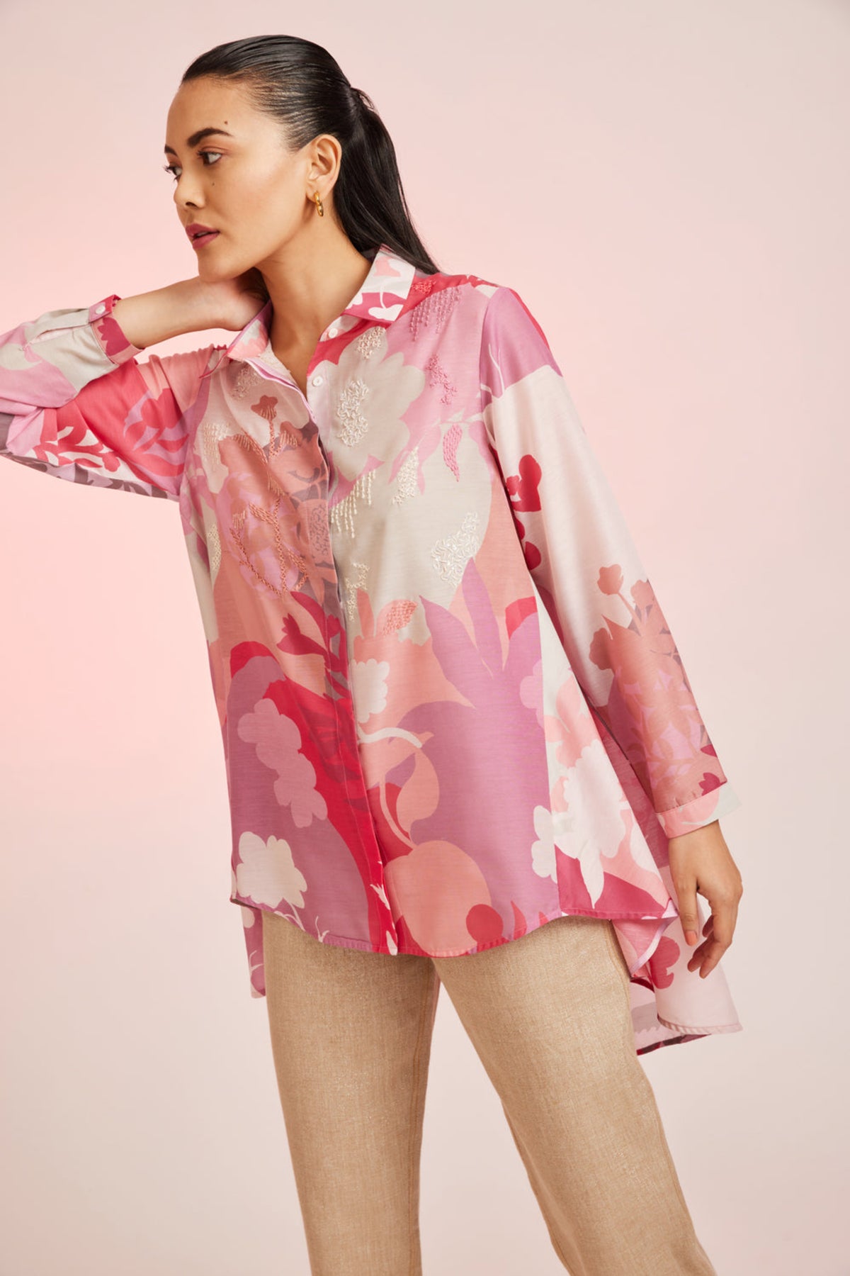 Flora Hand Embellished Easy Fit Shirt