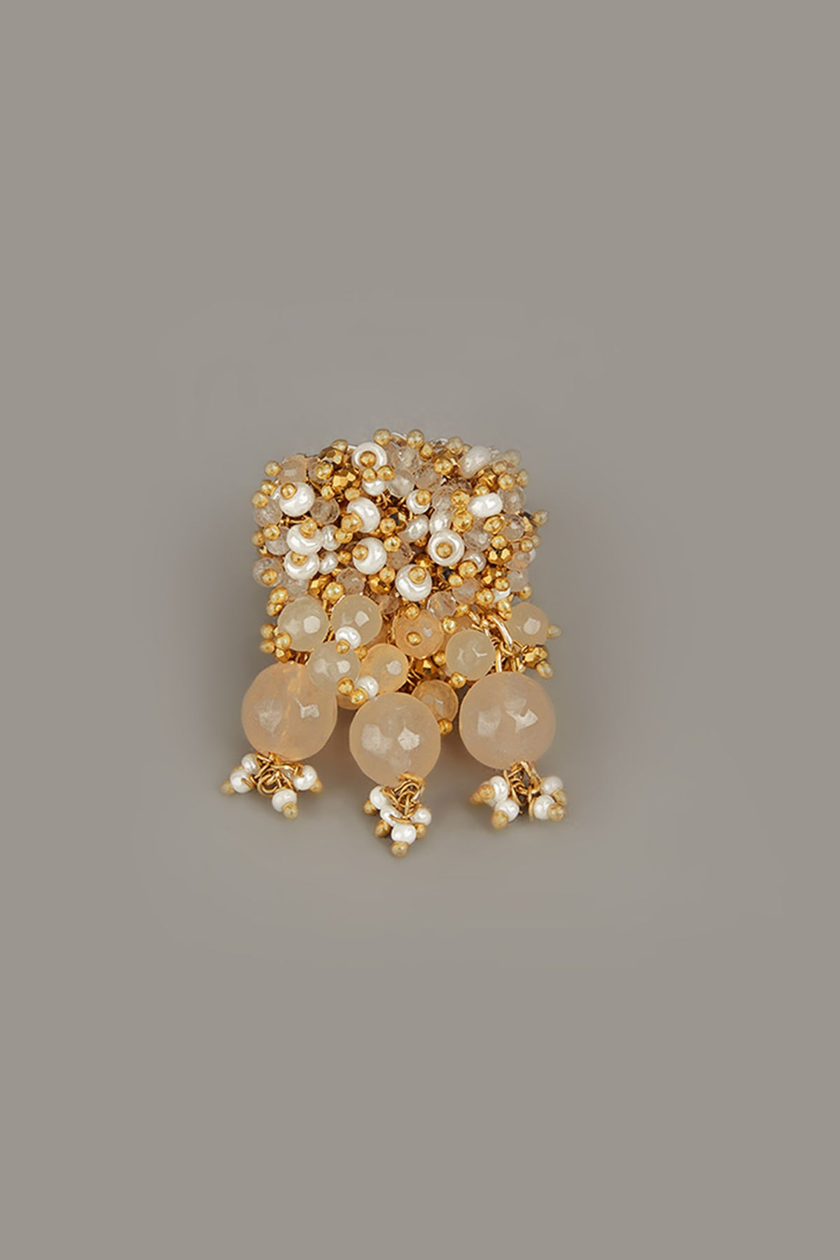 Beige Semi Precious Stone Finger Ring