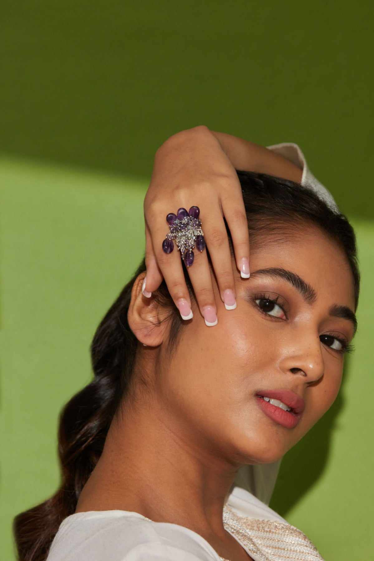 Handcrafted Amethyst Crystal Finger Ring