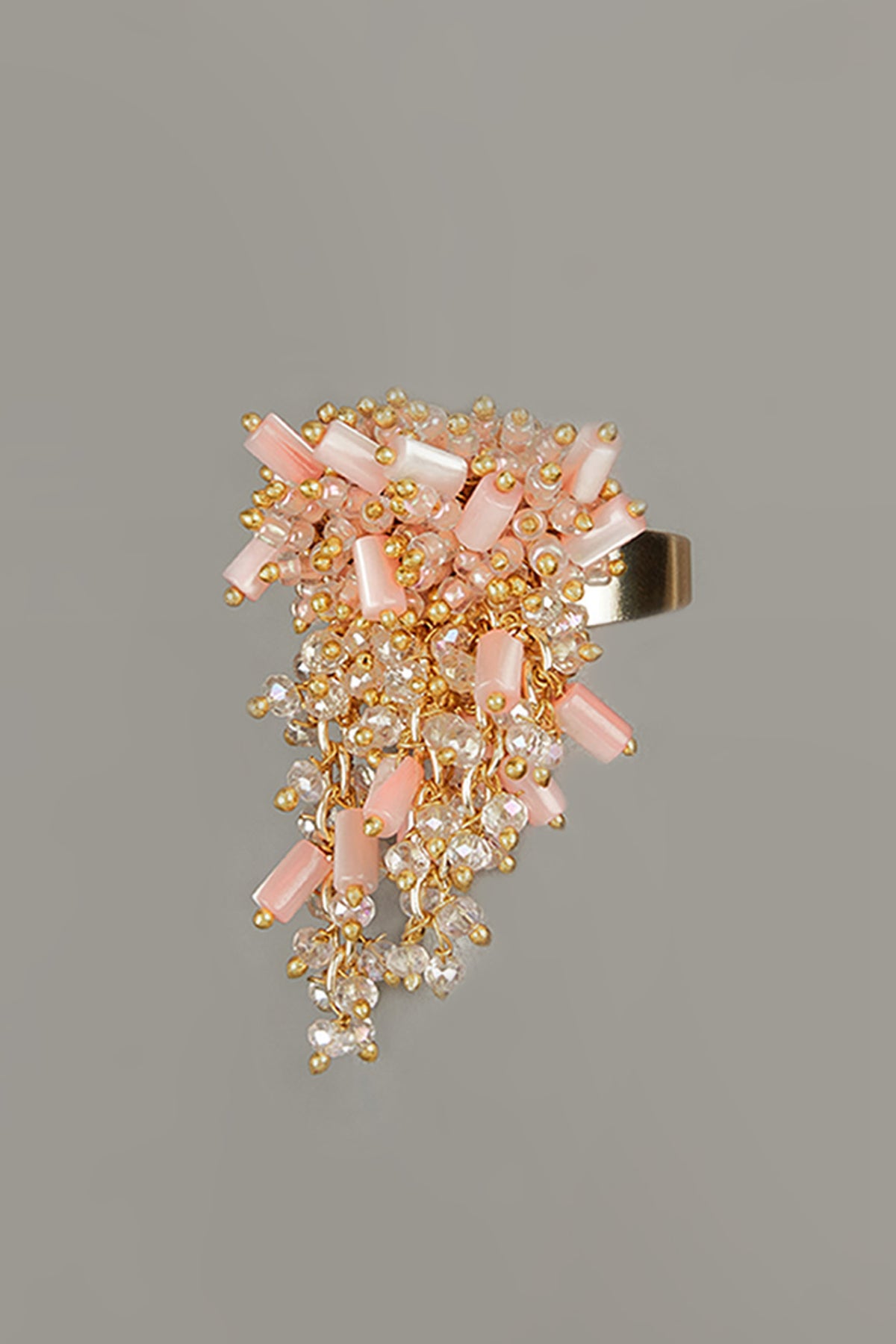 Pink &amp; Gold Tassel Finger Rings