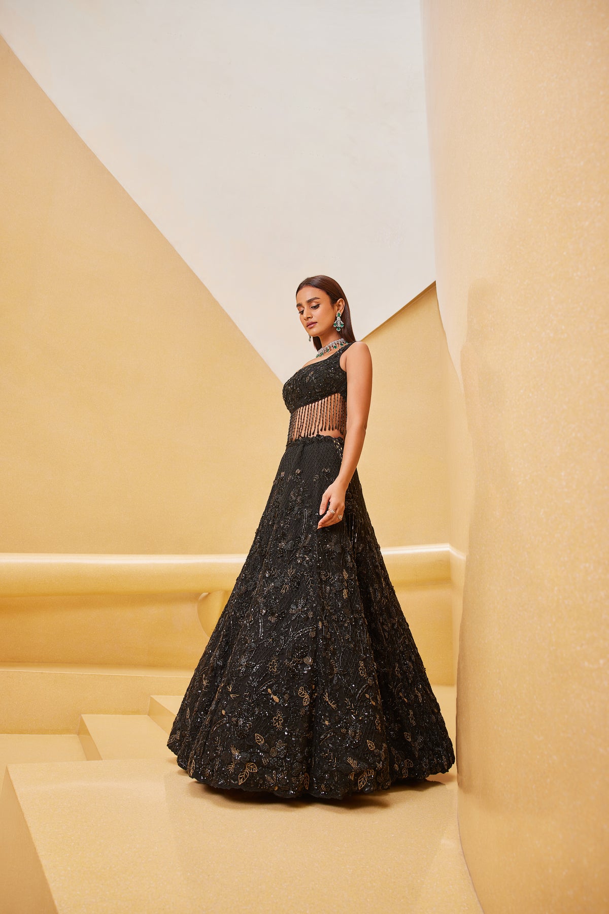 Black Hand Embroidered Lehenga Set