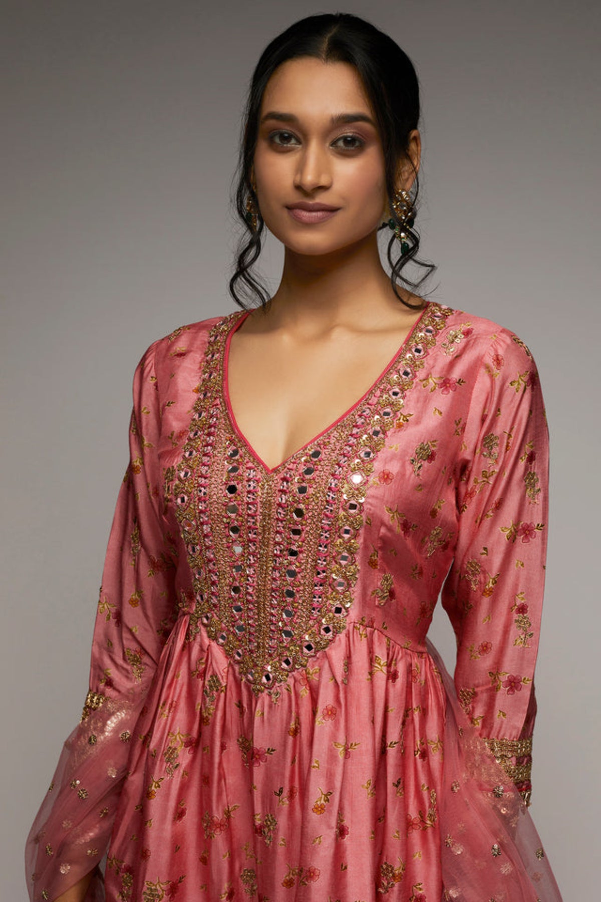 Rashida Pink Short Sharara Set