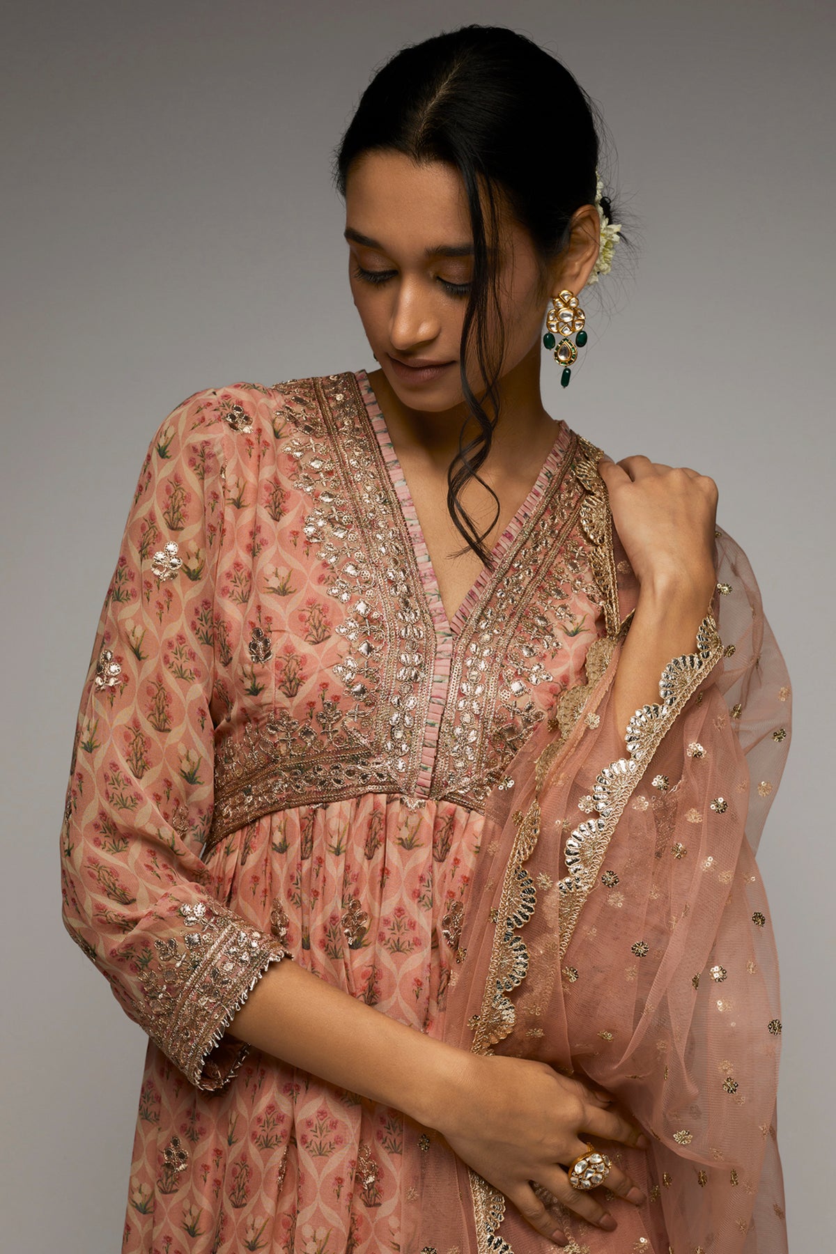 Nusrat Pink Peplum Sharara Set