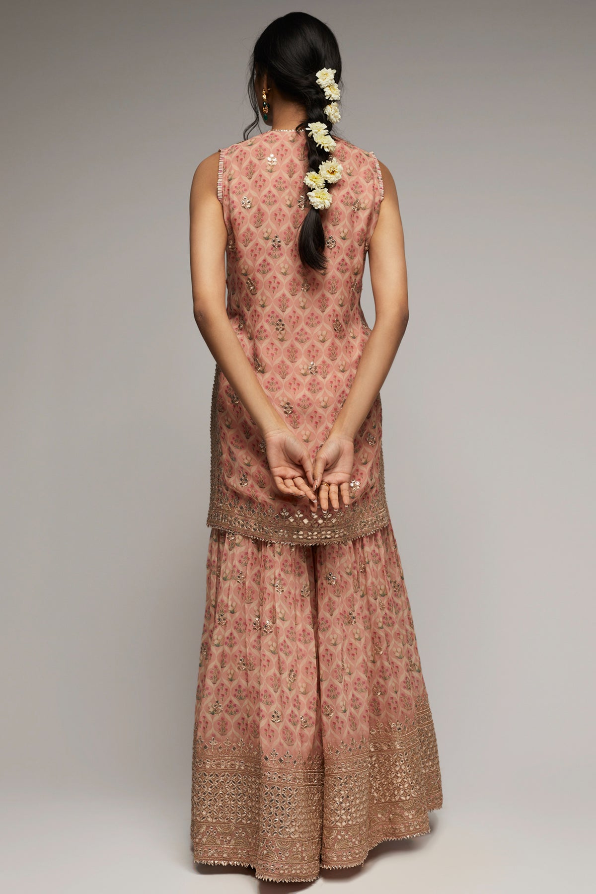 Nusrat Pink Sleeveless Sharara Set