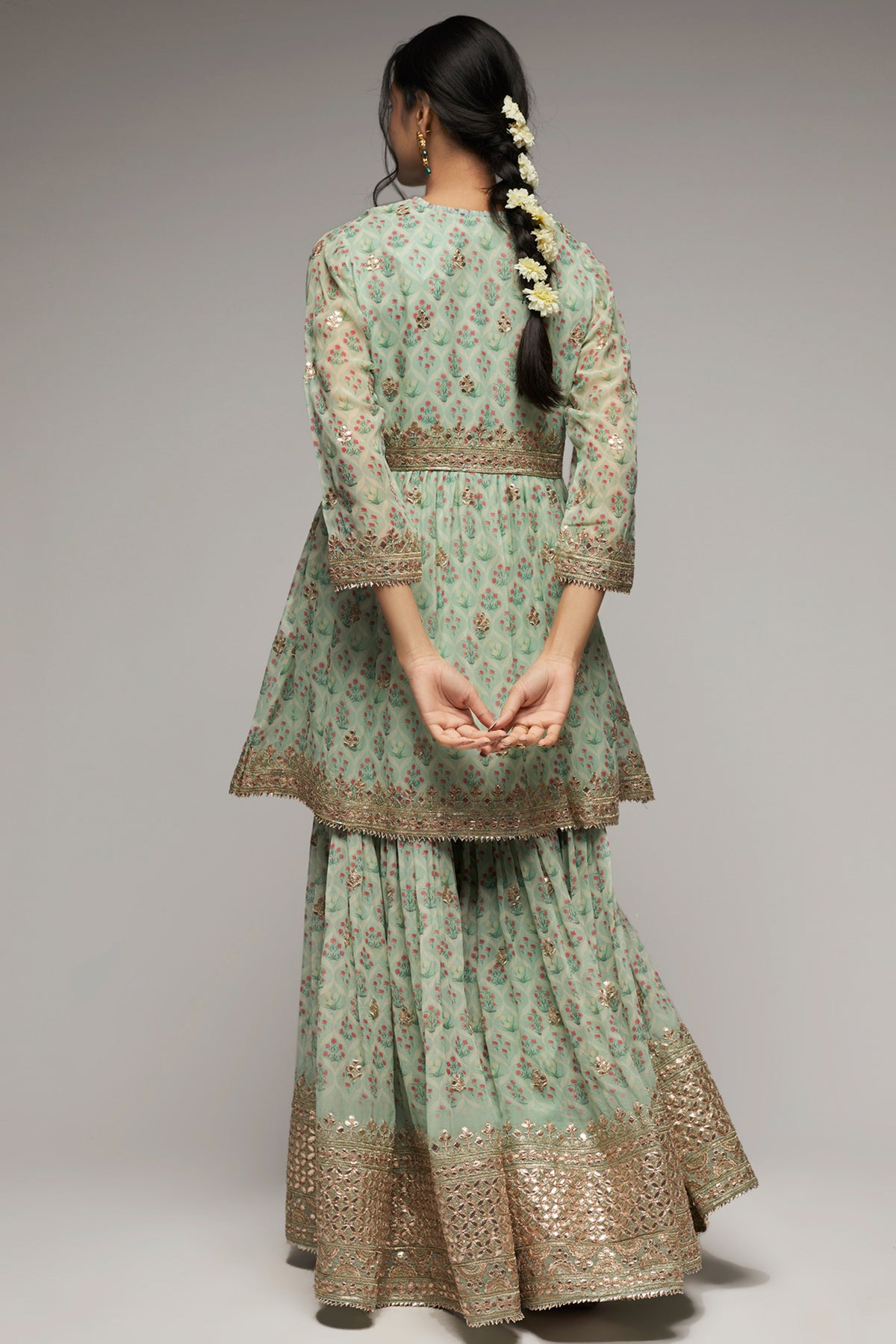 Nusrat Blue Peplum Sharara Set