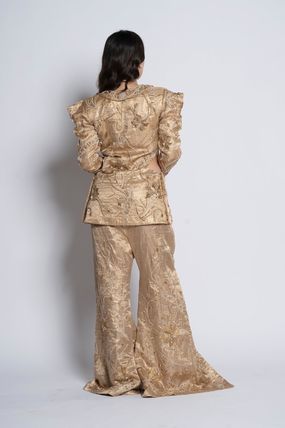 Overlap Brocade Jacket With Pant