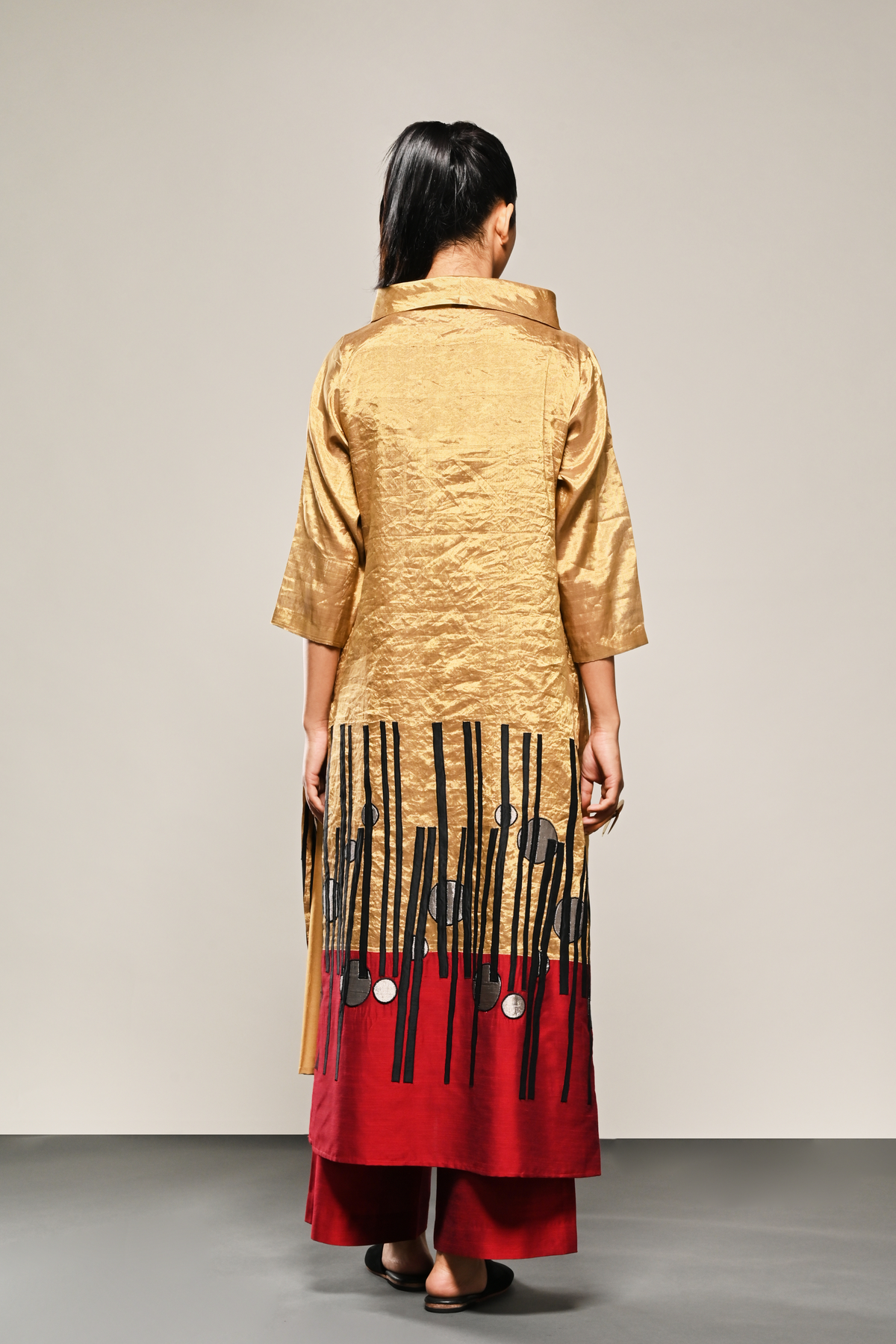 Gold Leaf Tissue Chopsticks Tunic And Pants