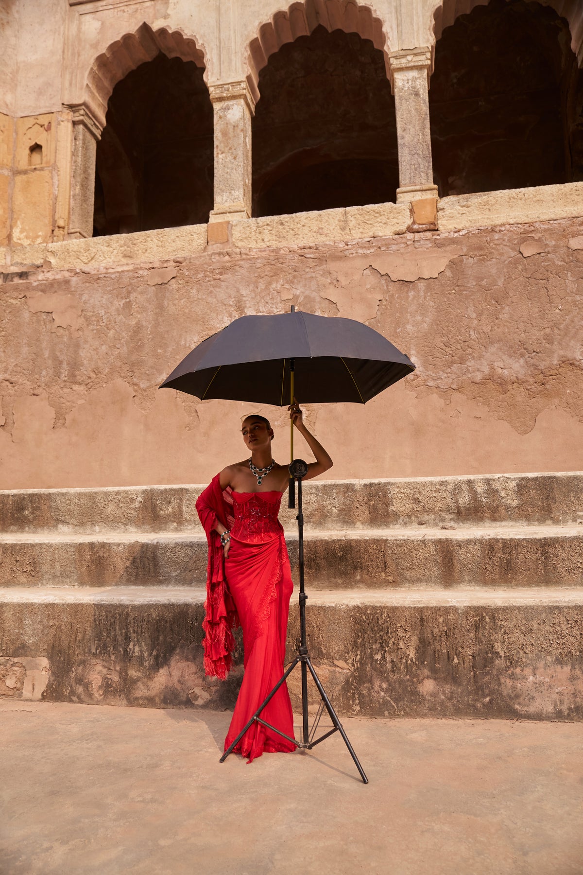 Crimson Crowned Saree Set