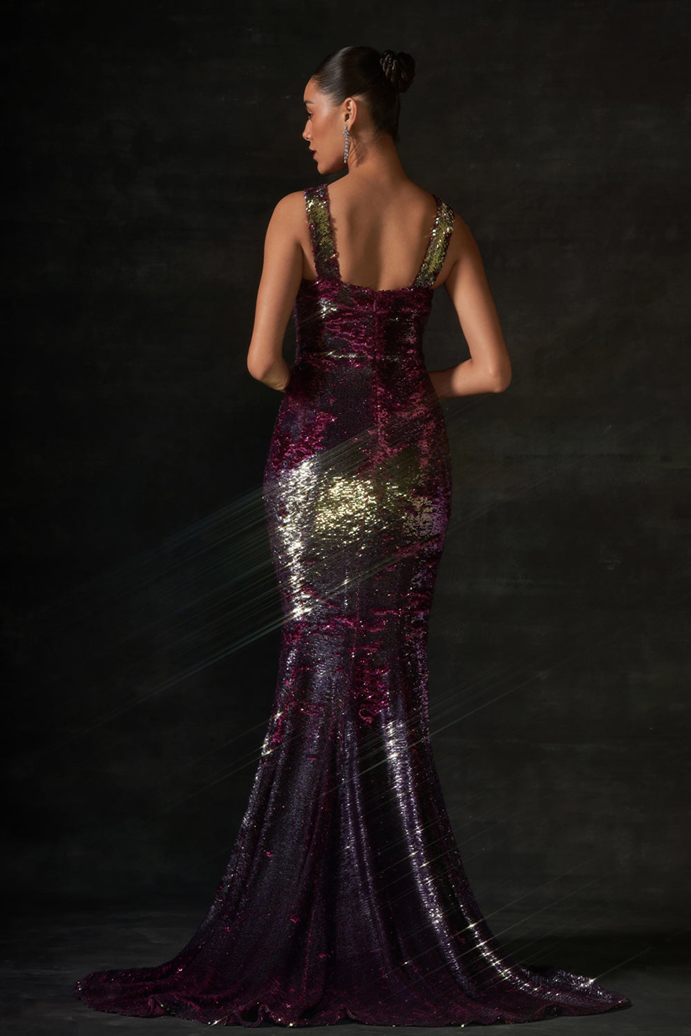 Pink and Gold Sequin Long Gown