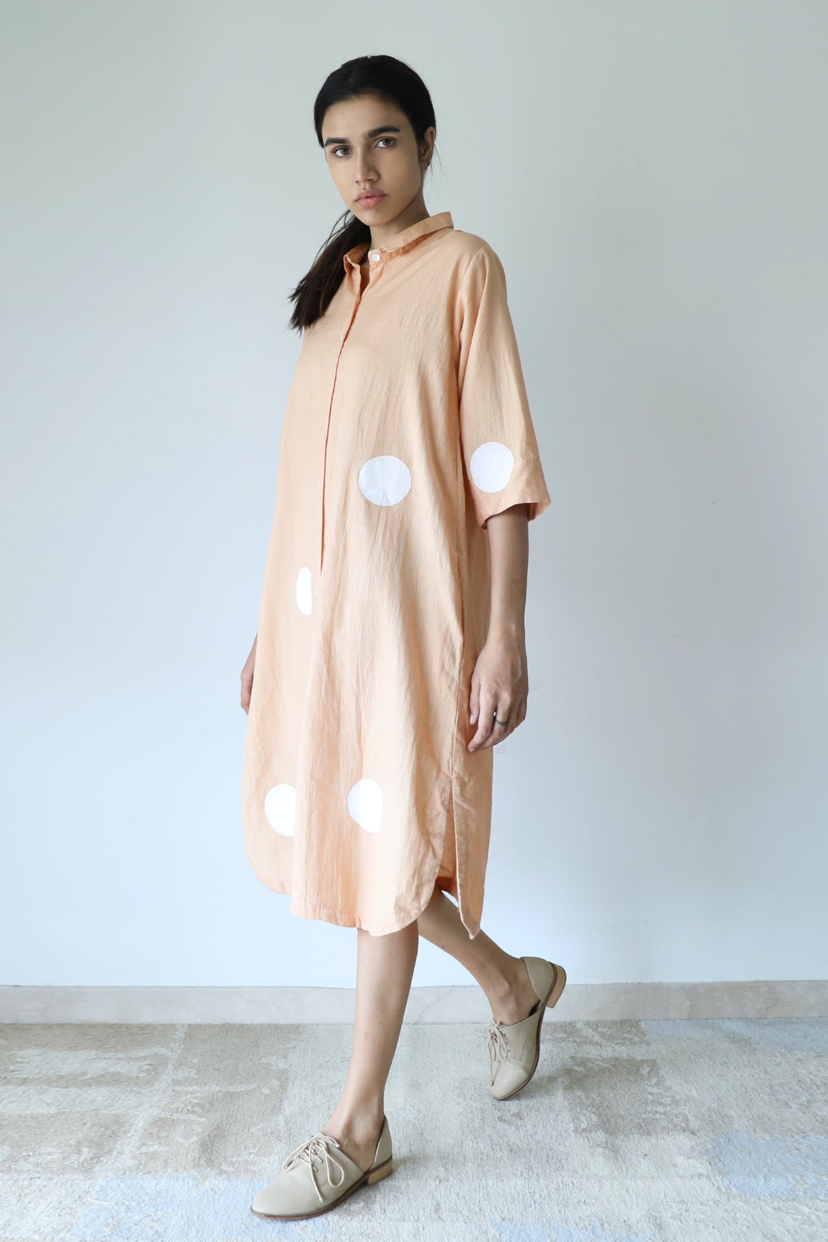 Hazelnut Polka Shirt Dress