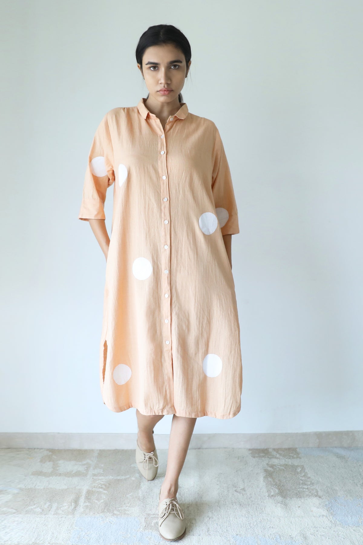 Hazelnut Polka Shirt Dress