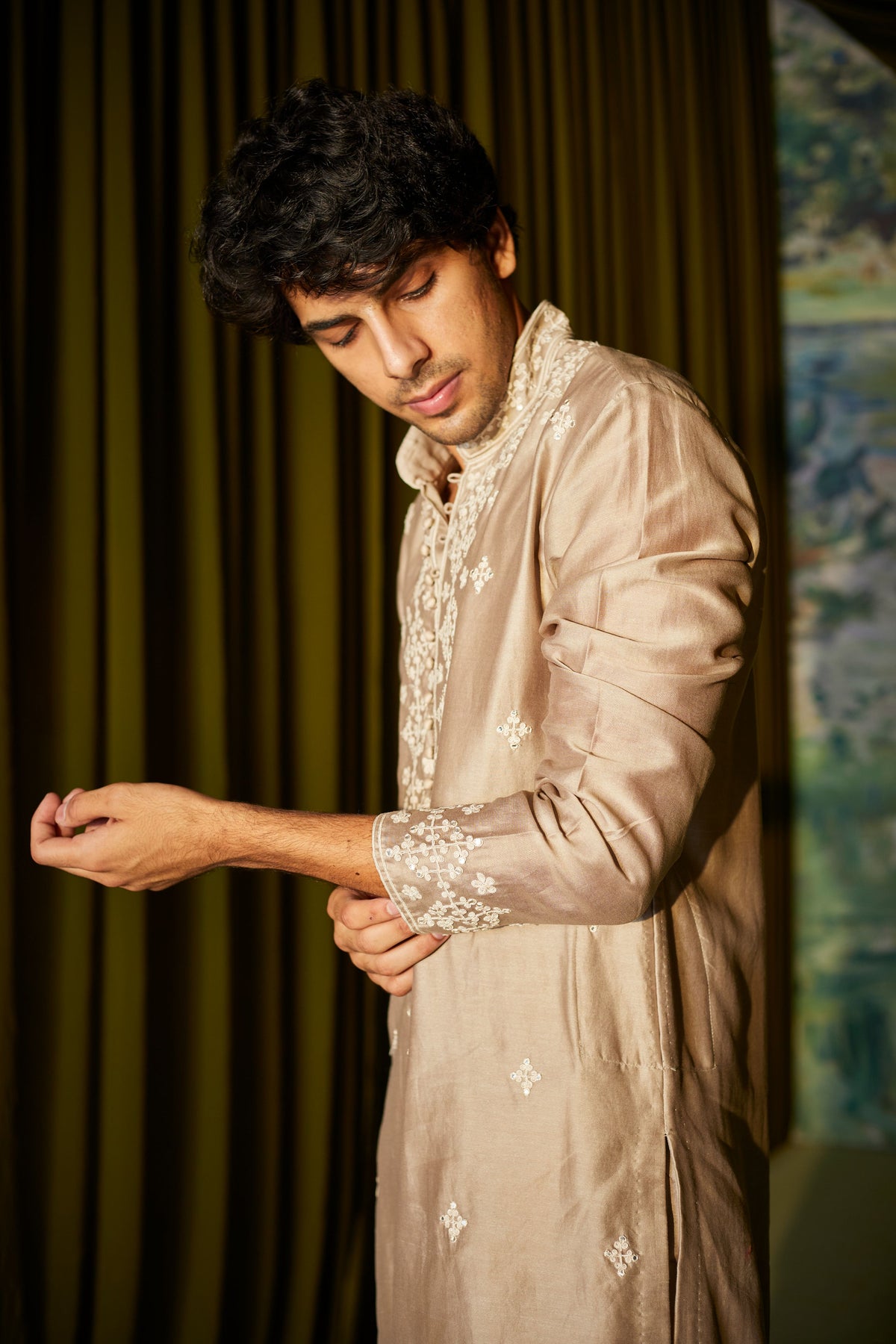 Taupe Mirror Mens Kurta Set