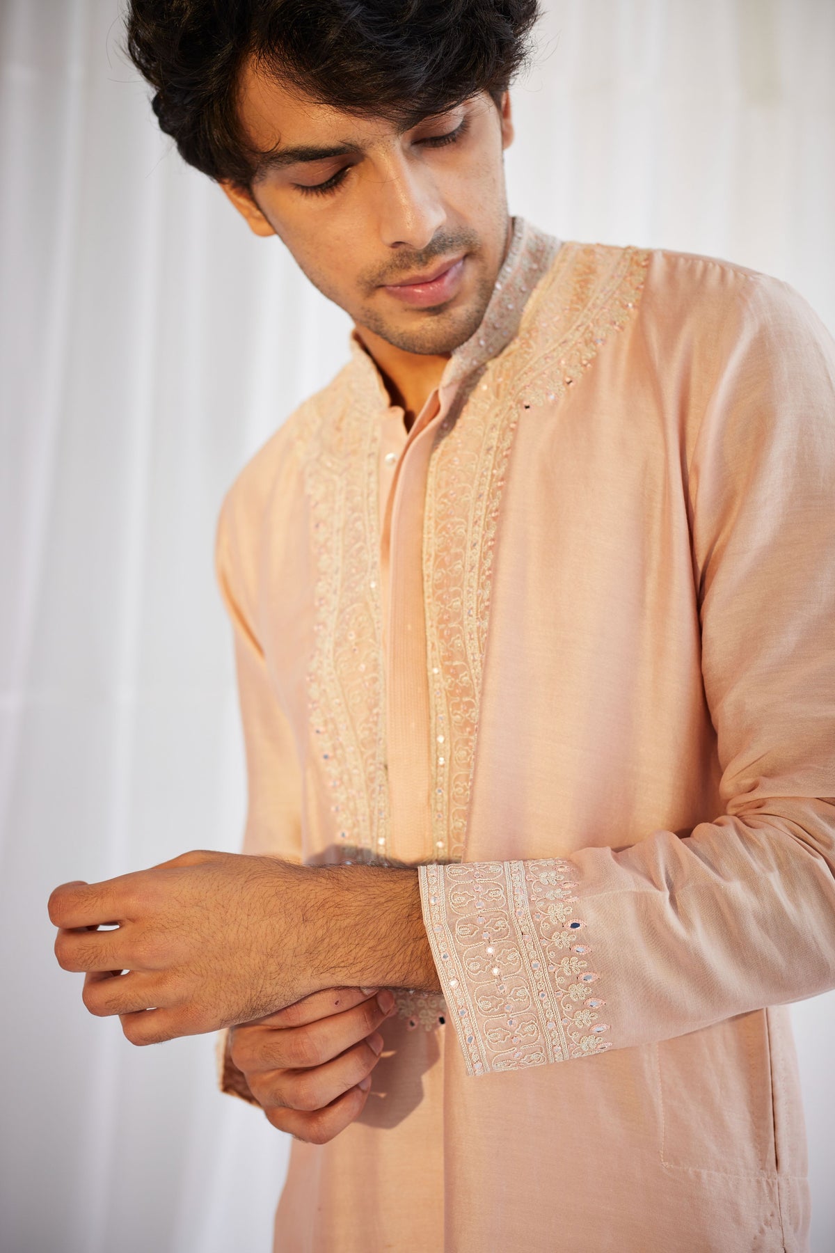 Peach Mirror Mens Kurta Set