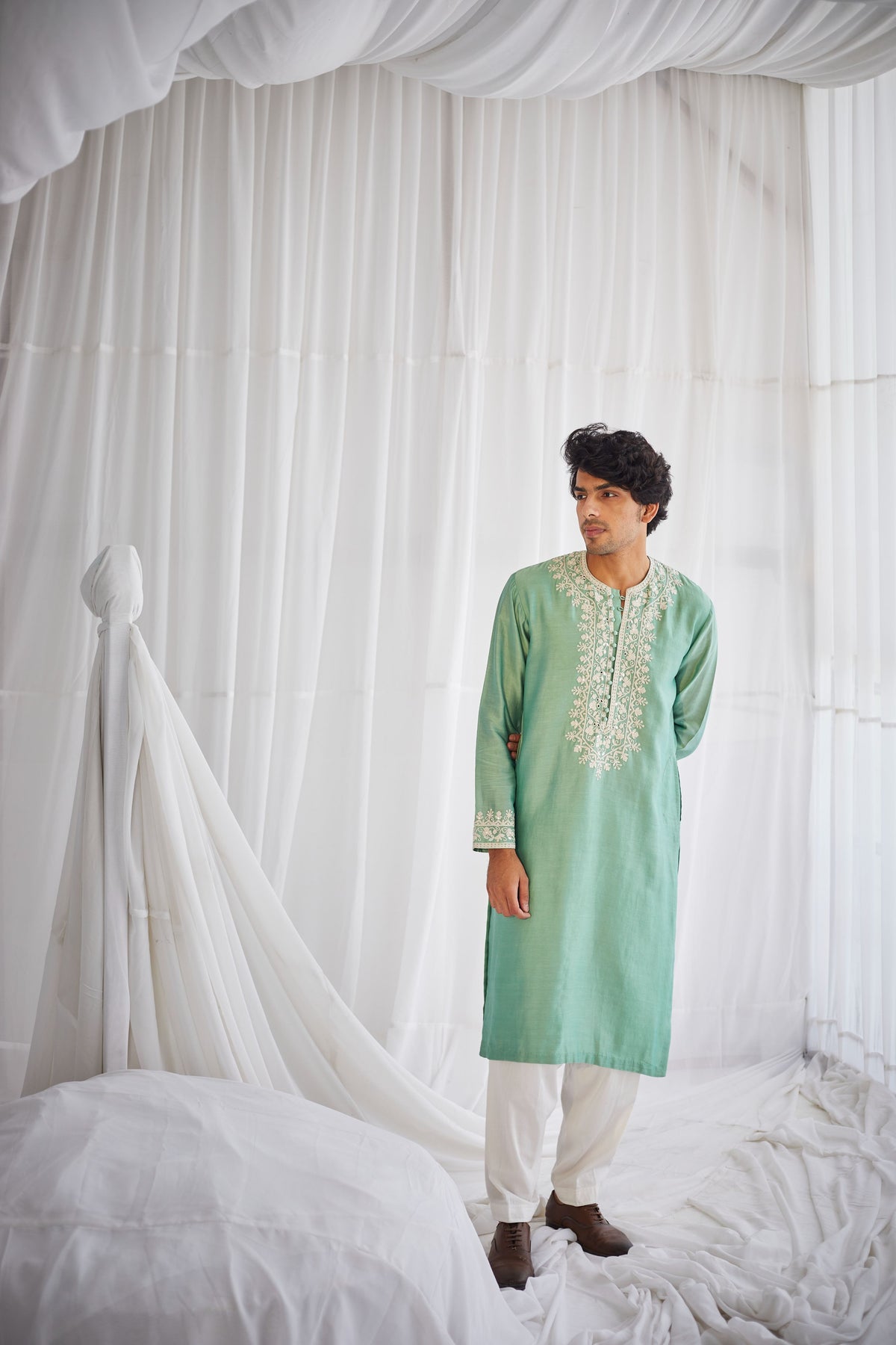 Green Mirror Mens Kurta Set