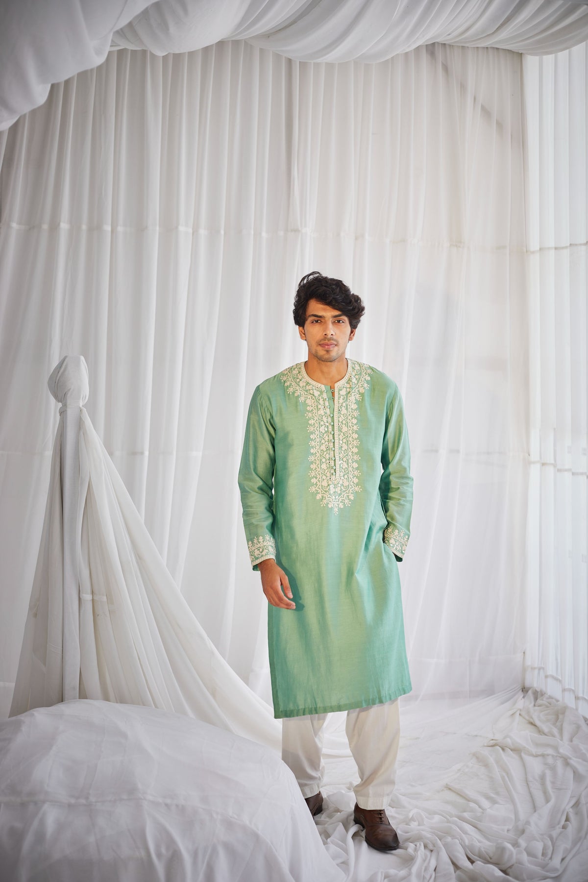 Green Mirror Mens Kurta Set