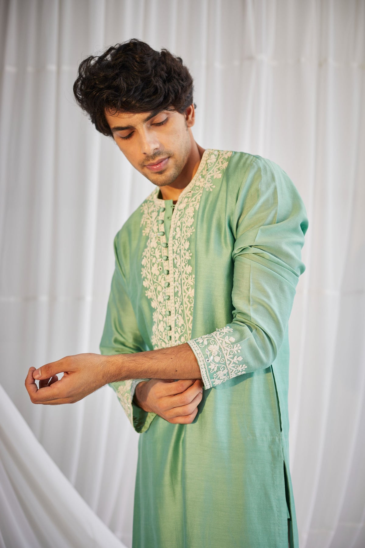 Green Mirror Mens Kurta Set