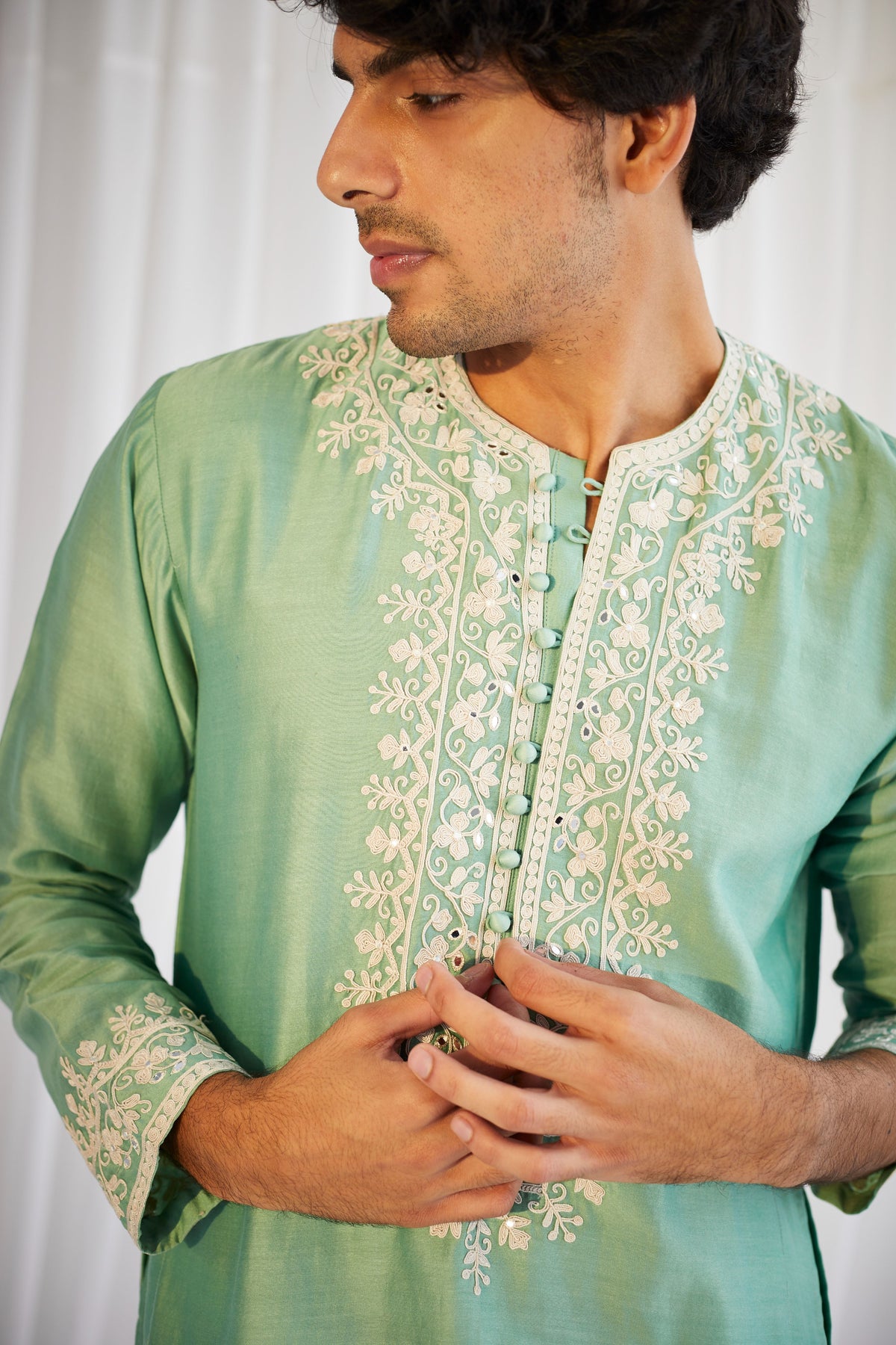 Green Mirror Mens Kurta Set