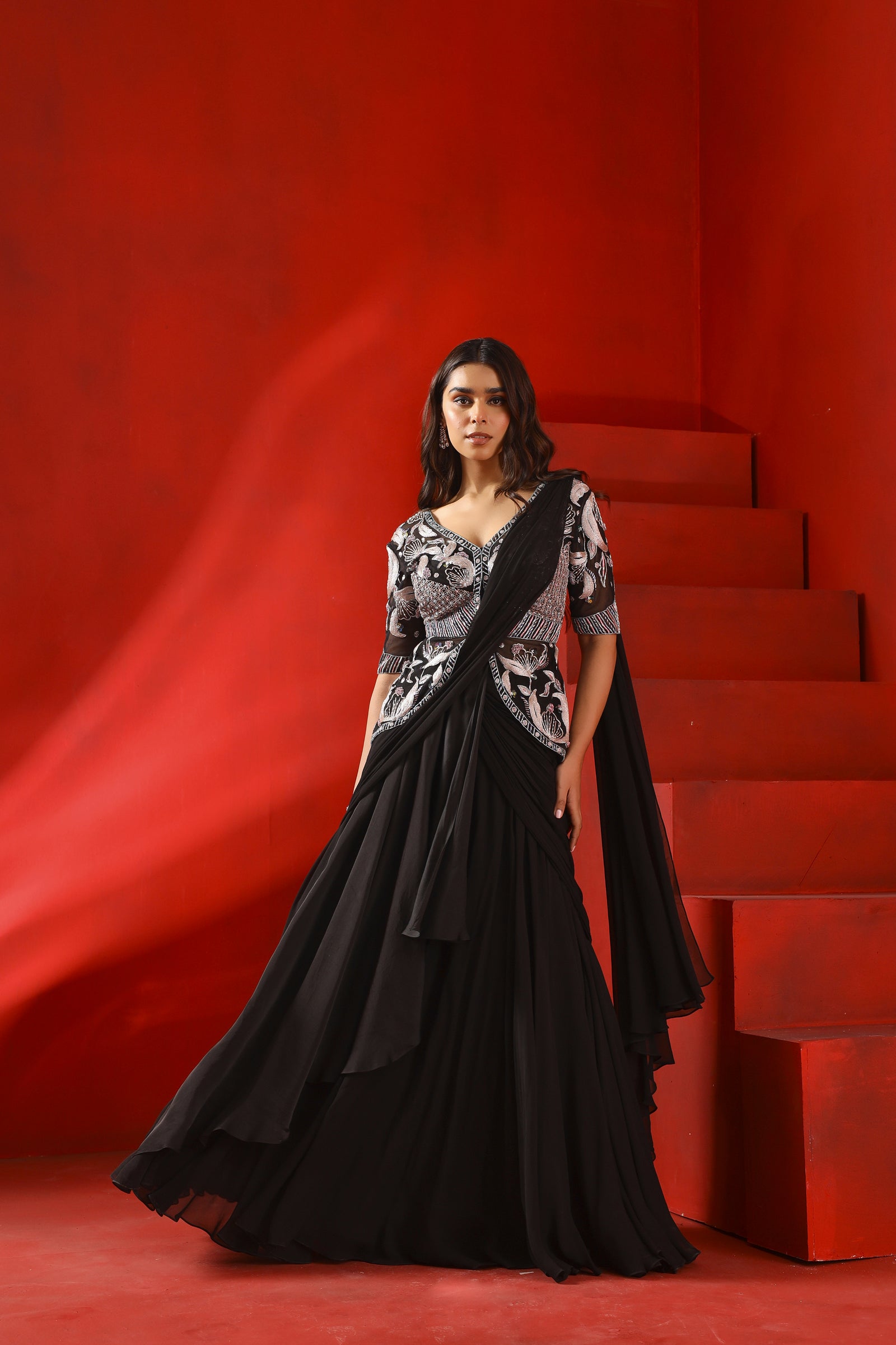 Red Lehenga Saree at best price in Jaipur by Somya Fashion Studio | ID:  8379524073