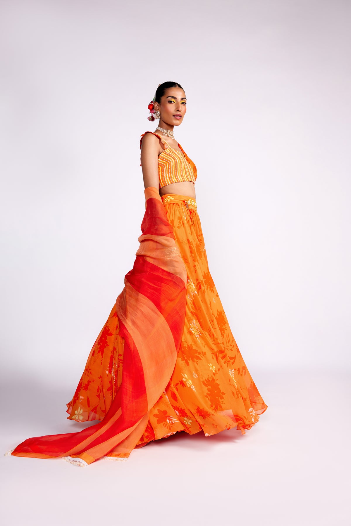 Tangerine Orange Lehenga Set