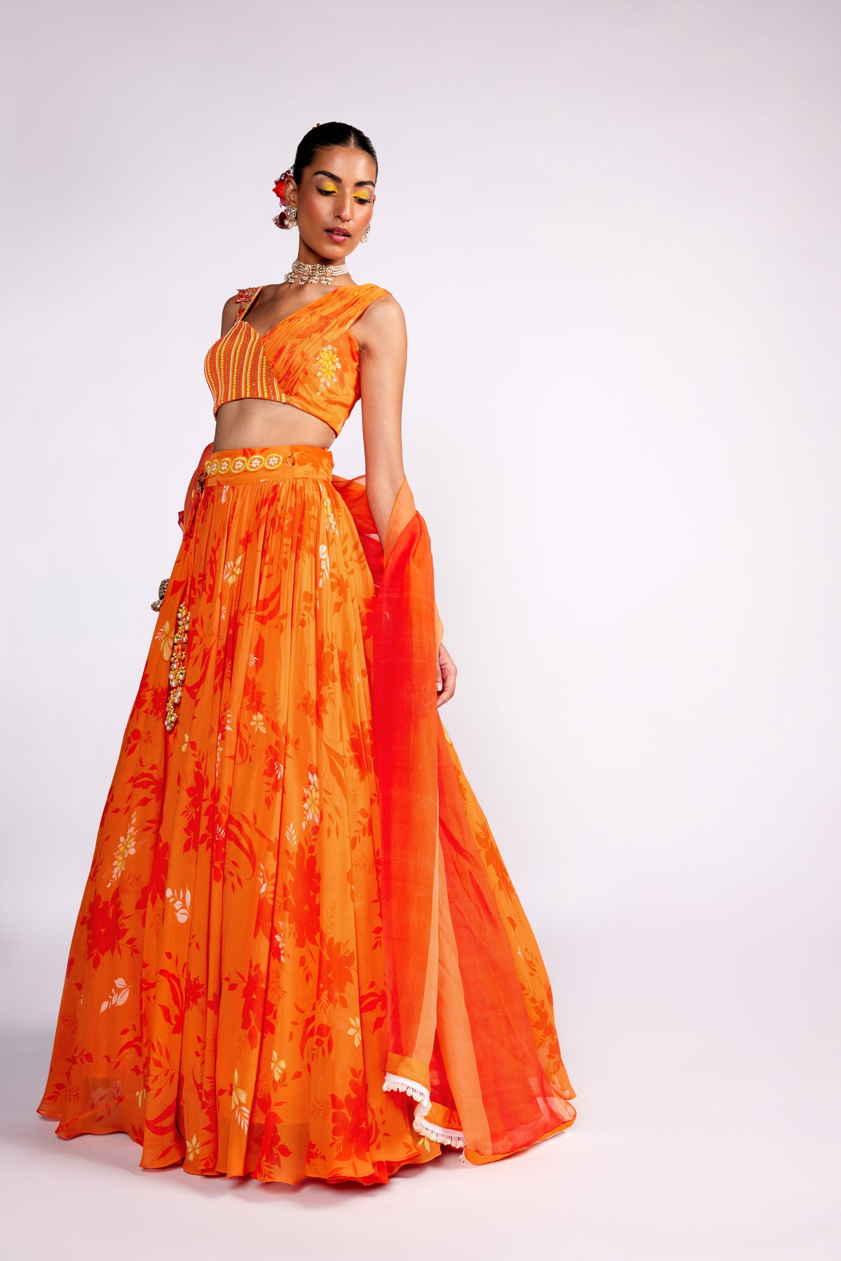 Tangerine Orange Lehenga Set