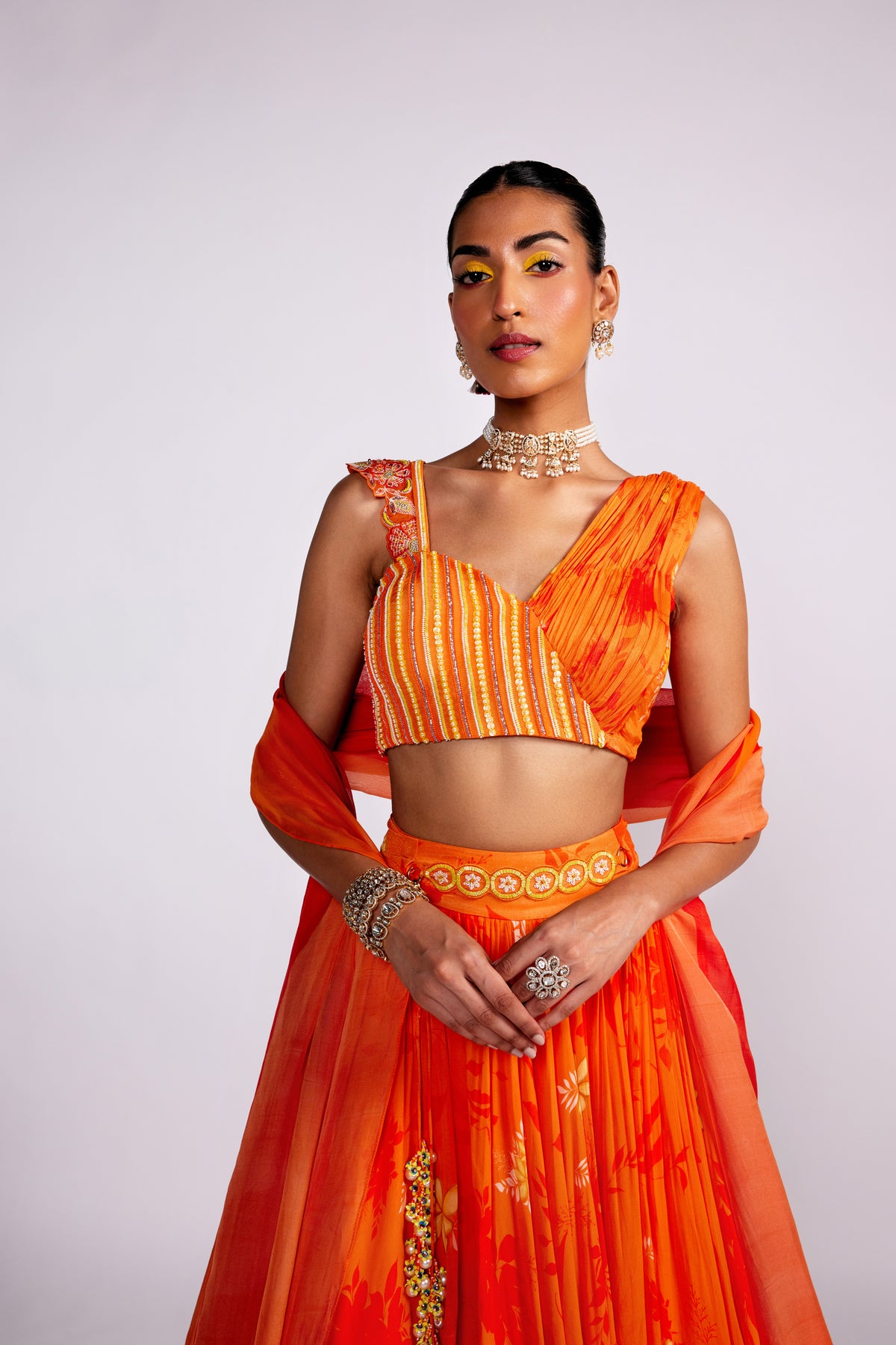 Tangerine Orange Lehenga Set