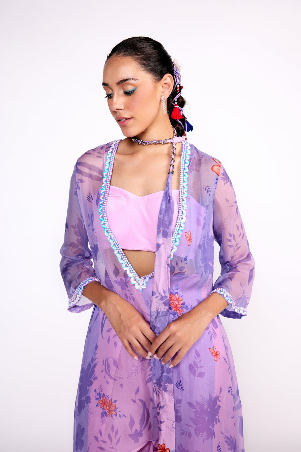 Lilac Assymetric Kurta Set