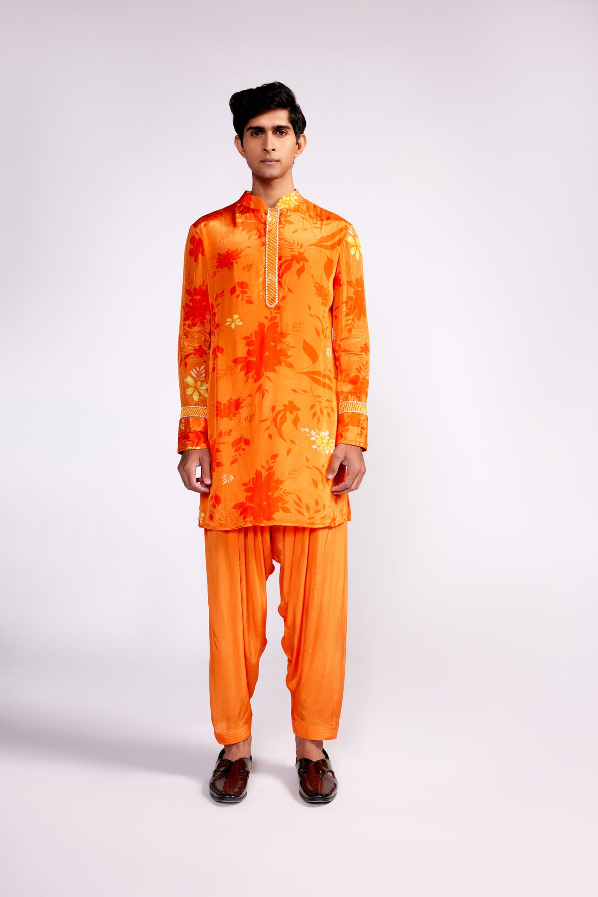 Orange Printed Kurta Set