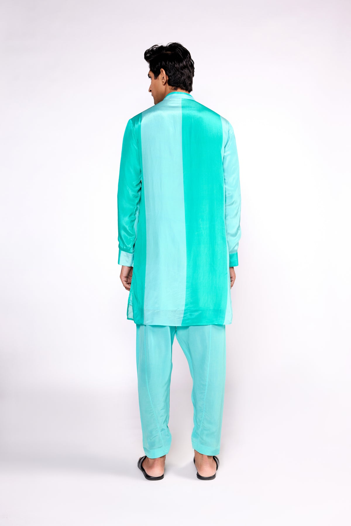 Aqua Green Color Block Kurta