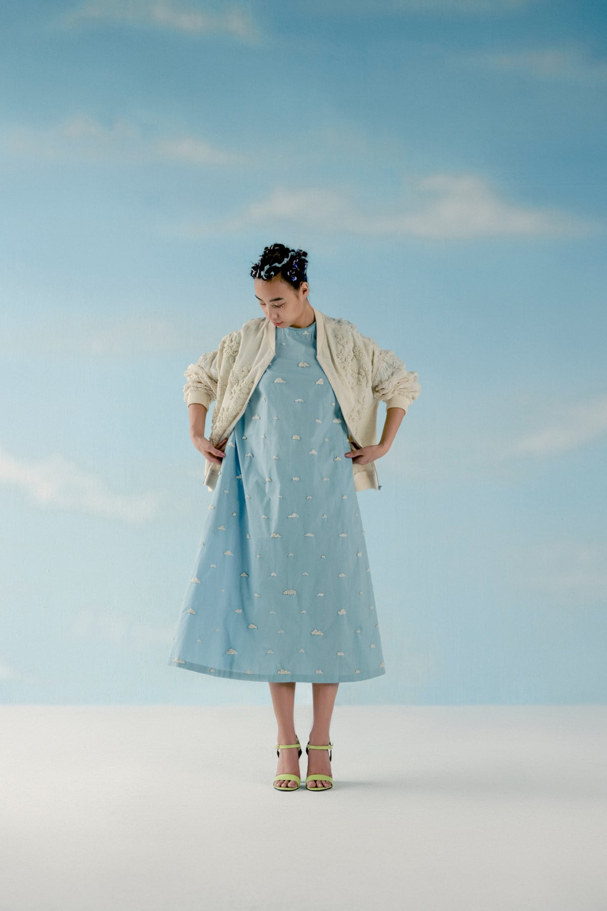 Moving clouds cloud a-line dress