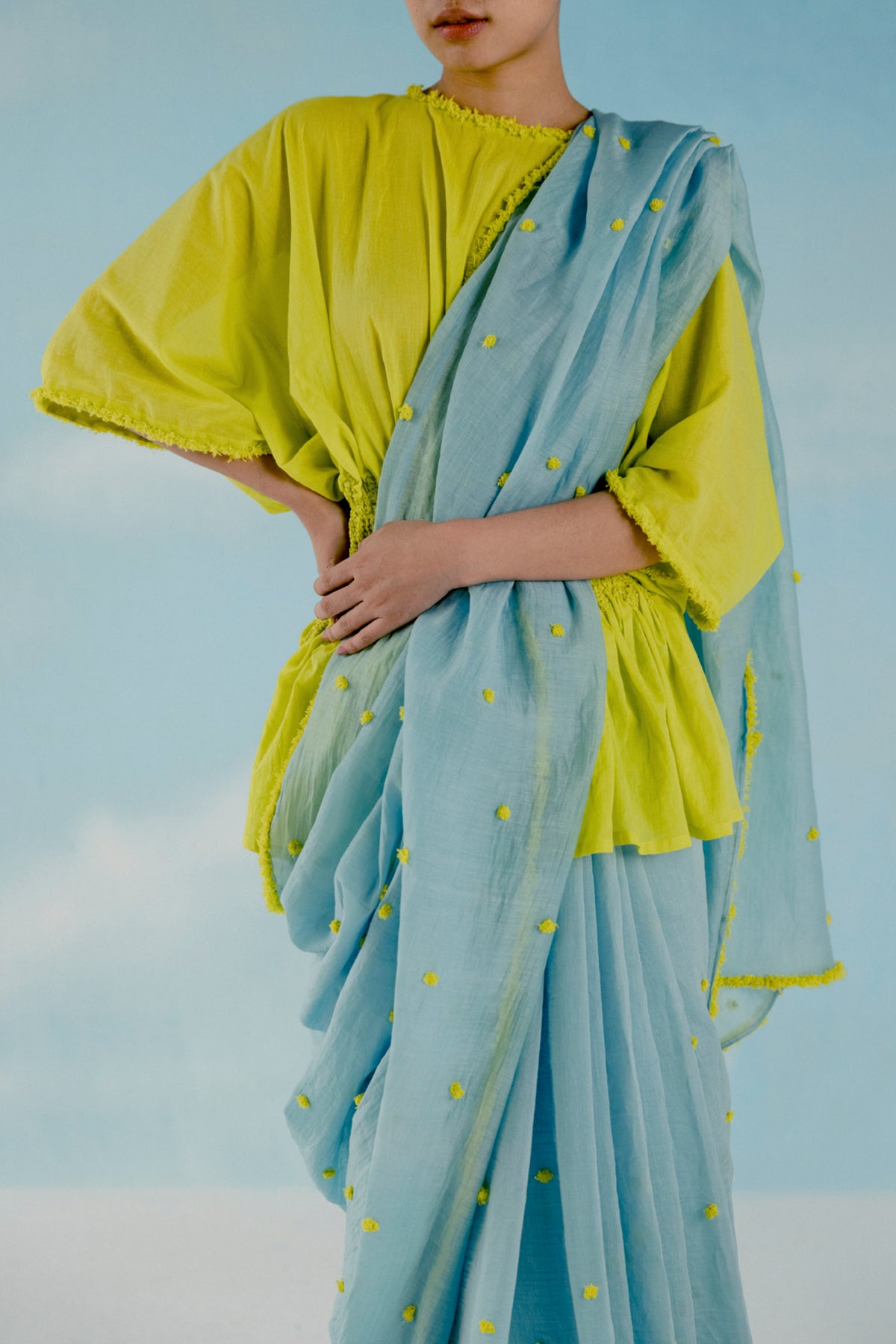 Ice blue chanderi sari