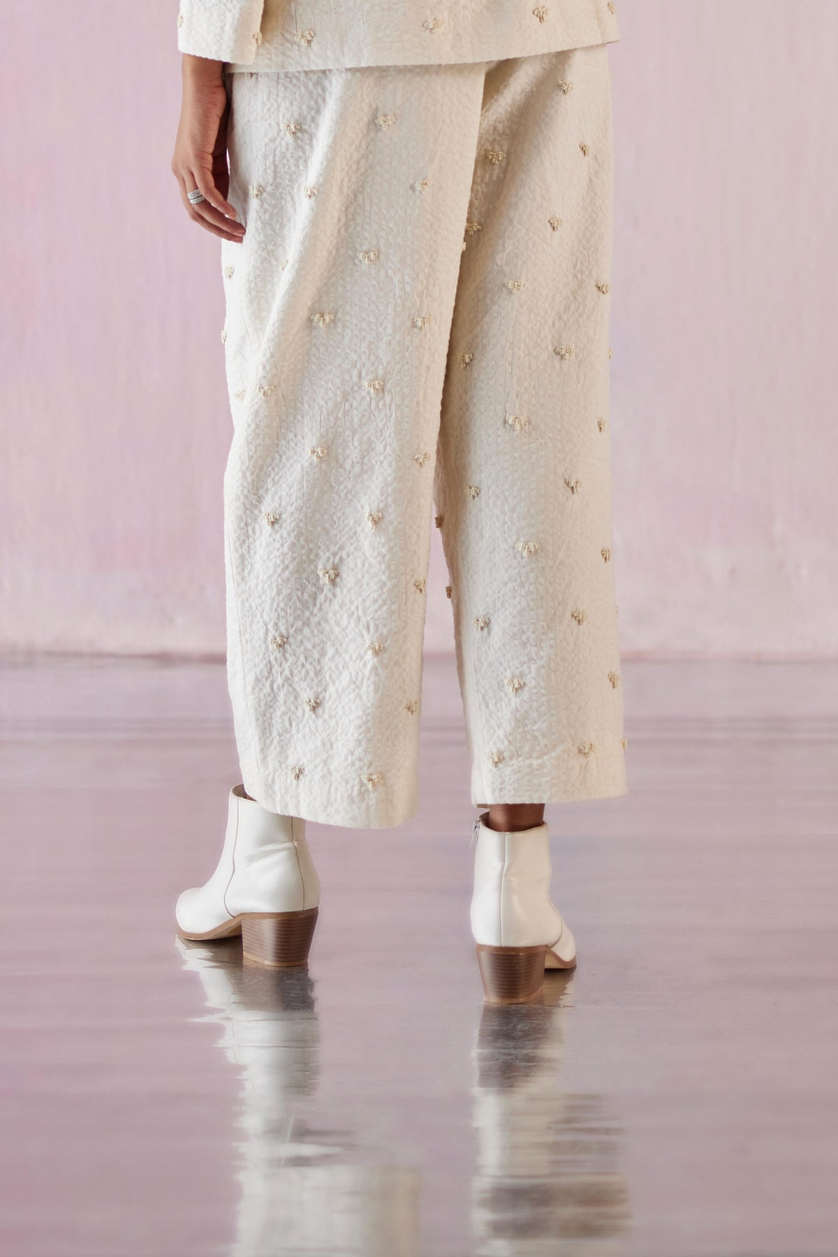 Hand Embroidery White Pants