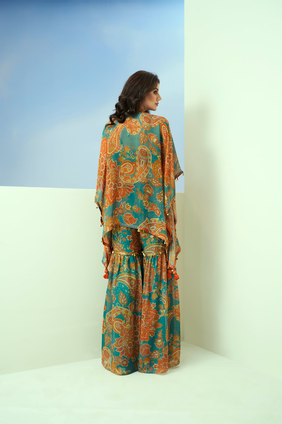 Blue Printed Sharara Set